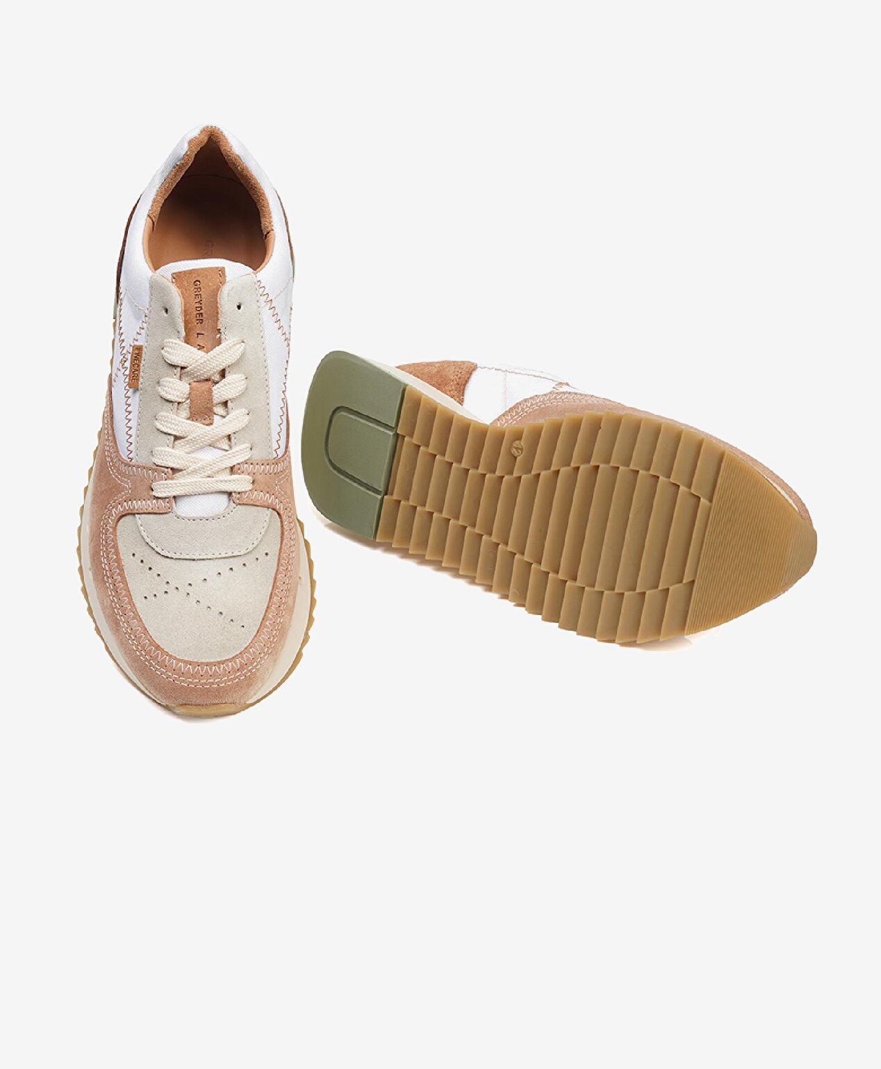 GreyderLab Erkek Bej Beyaz Sneaker Ayakkabı - 5