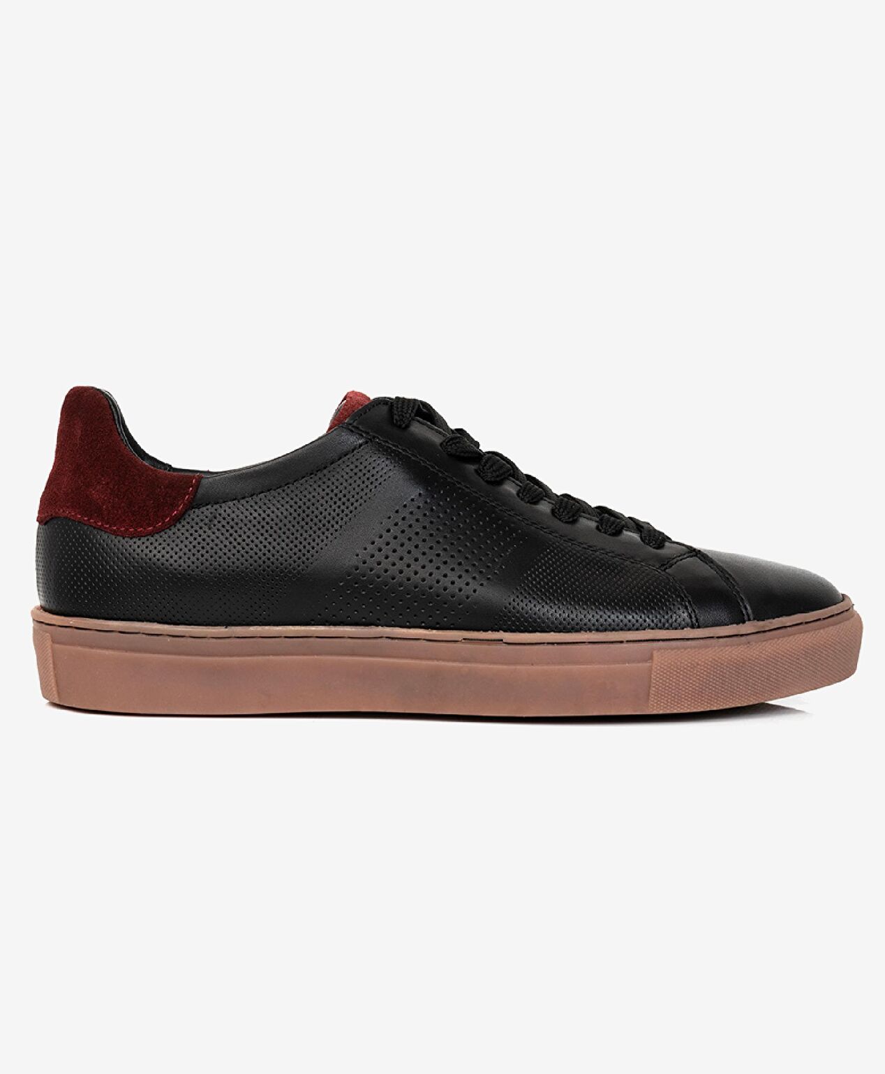 Erkek Siyah Hakiki Deri Sneaker Ayakkabı - 1