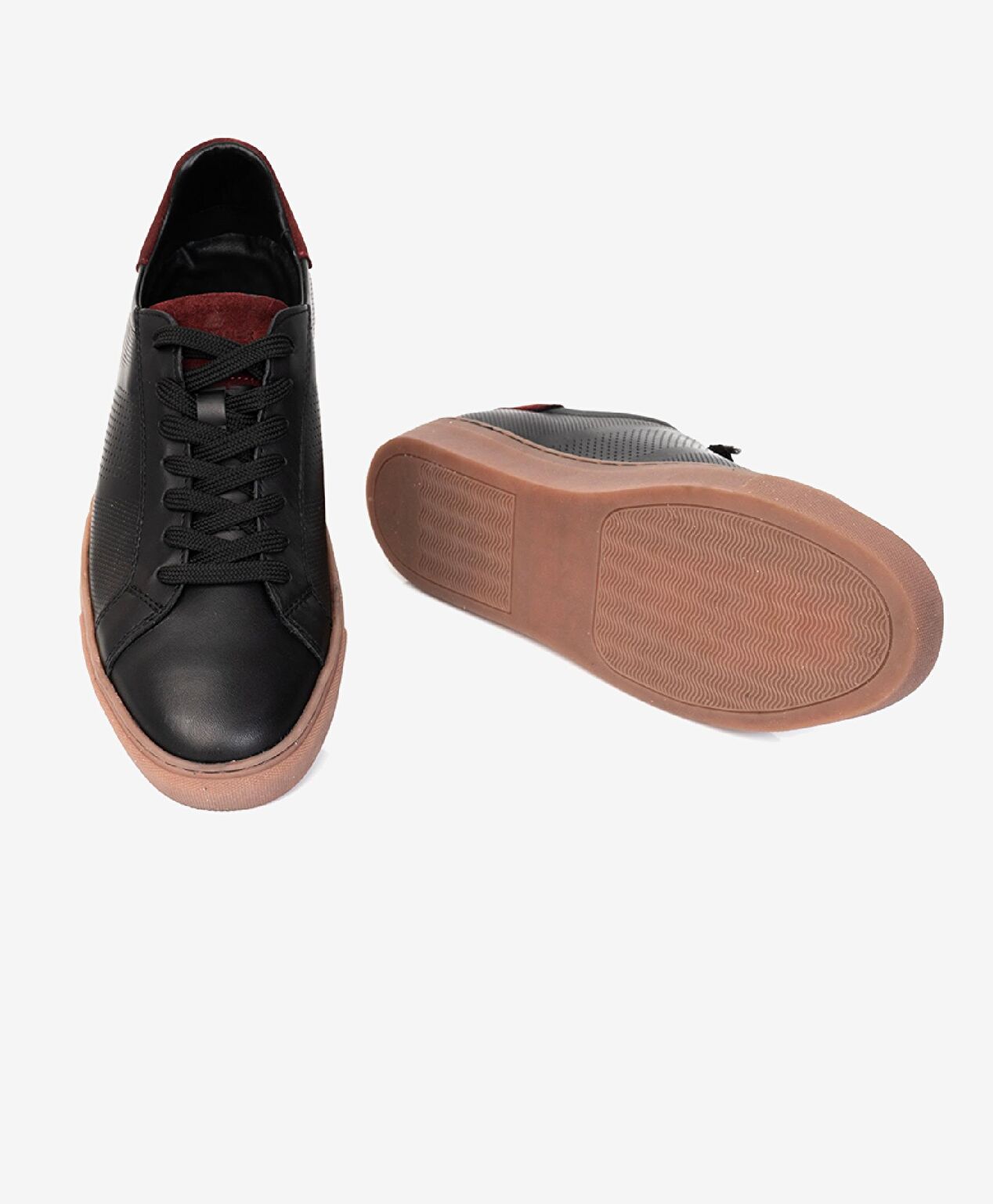 Erkek Siyah Hakiki Deri Sneaker Ayakkabı - 5
