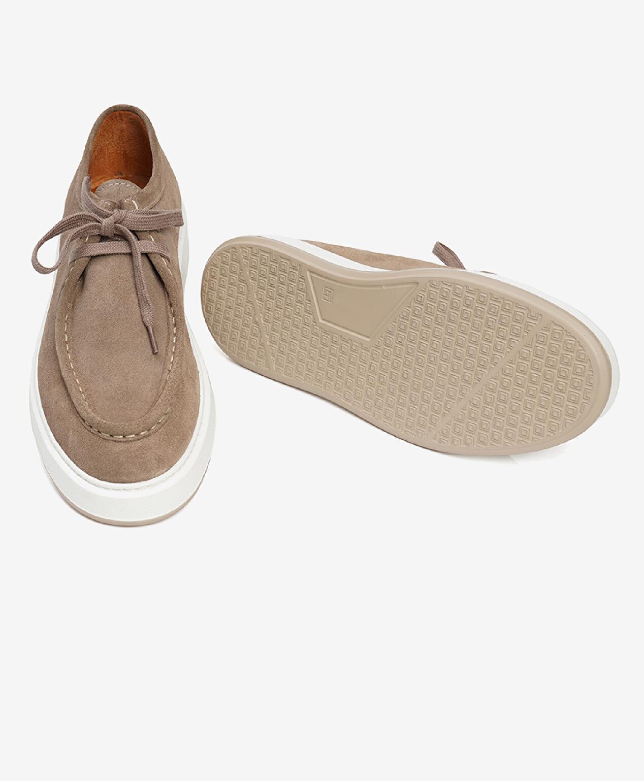 Erkek Bej Süet Hakiki Deri Sneaker Ayakkabı - 5