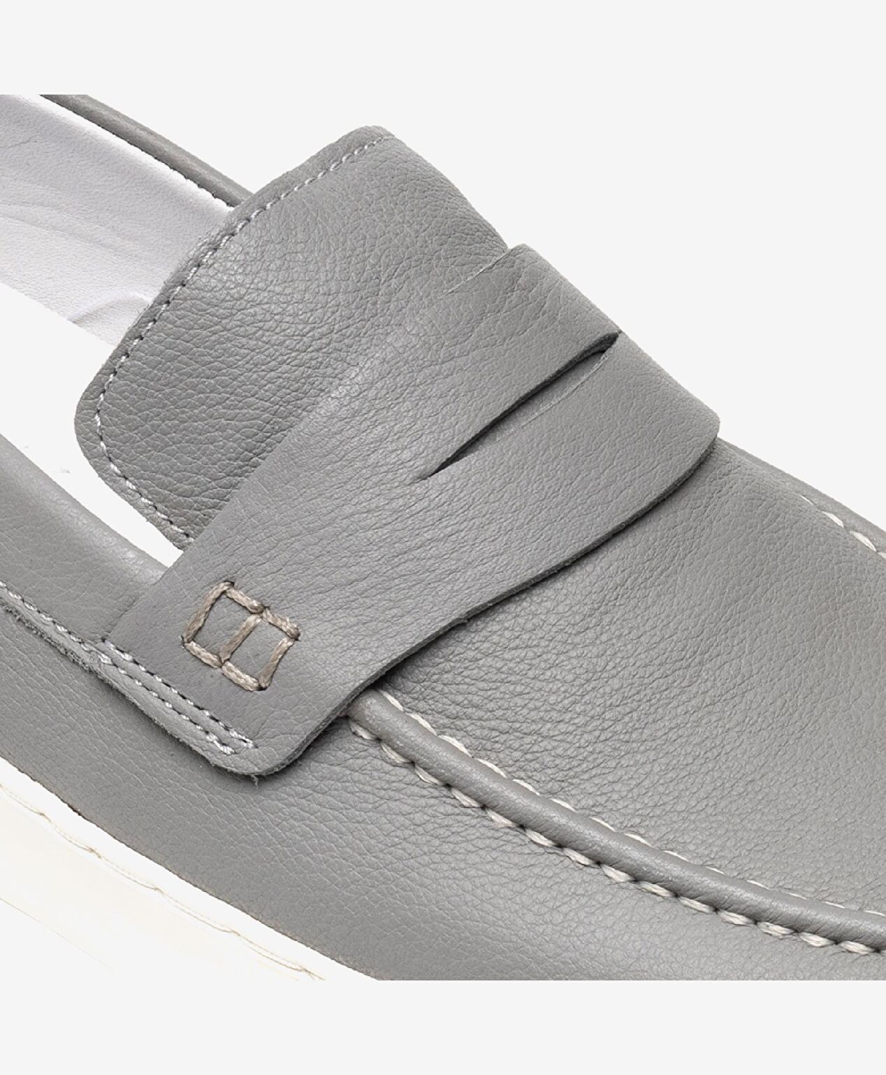Erkek Gri Hakiki Deri Sneaker Ayakkabı - 4
