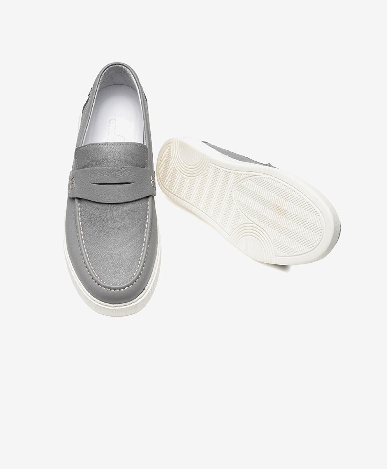 Erkek Gri Hakiki Deri Sneaker Ayakkabı - 5