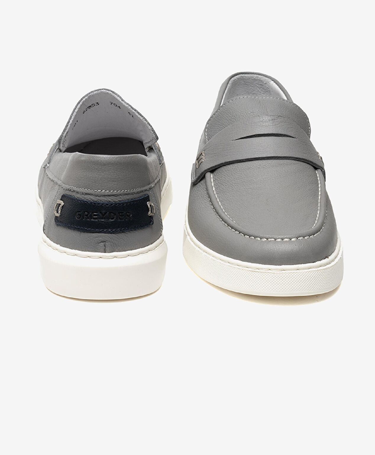 Erkek Gri Hakiki Deri Sneaker Ayakkabı - 6
