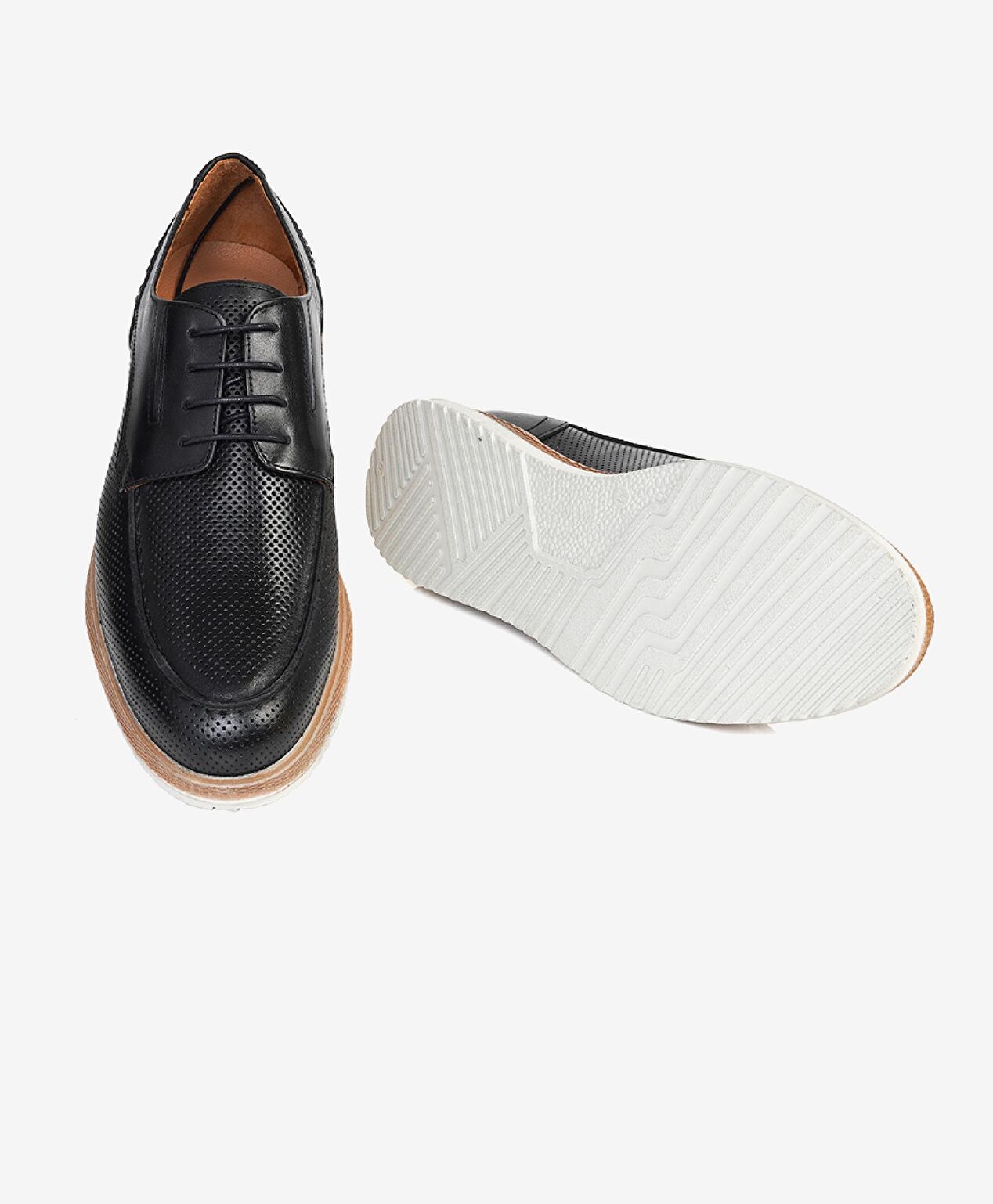 Erkek Siyah Hakiki Deri Casual Ayakkabı - 5