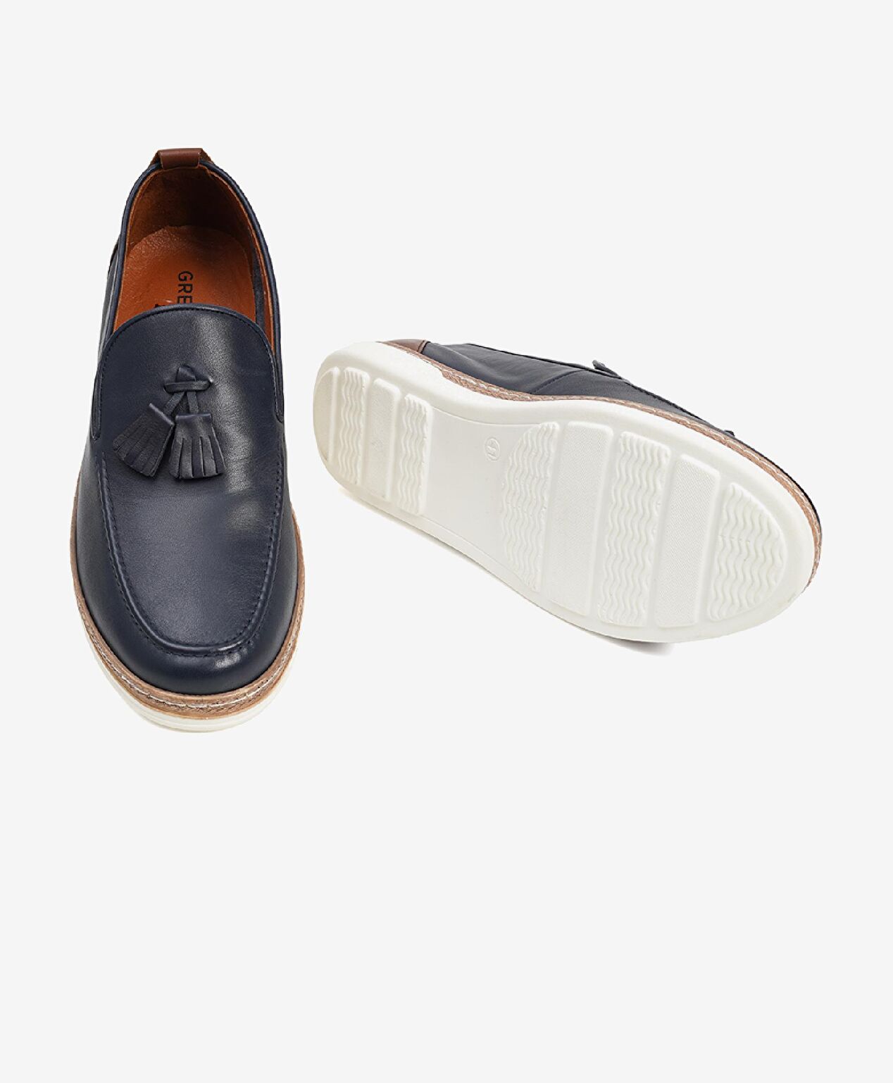 Erkek Lacivert Hakiki Deri Casual Ayakkabı - 5