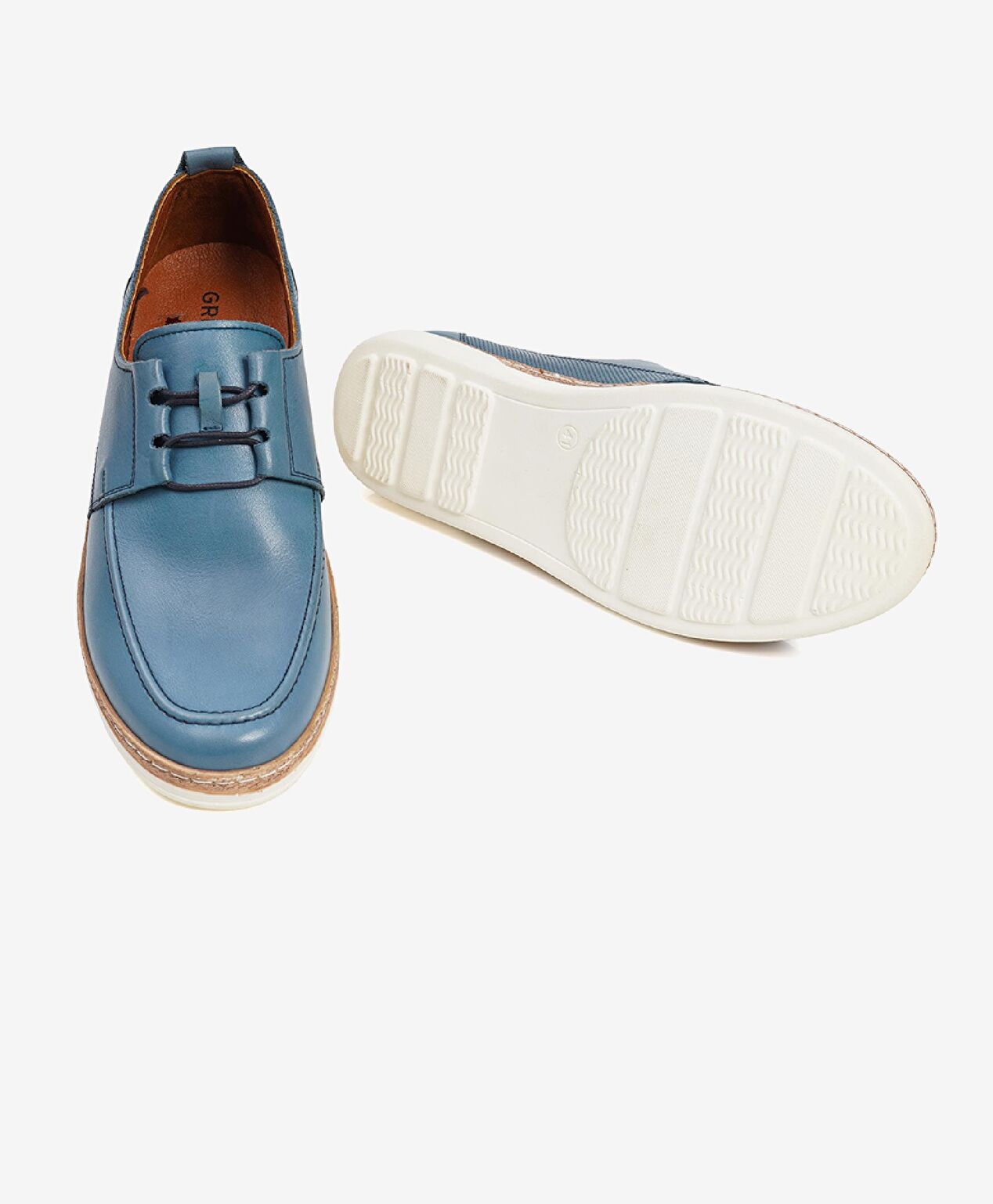 Erkek Mavi Hakiki Deri Casual Ayakkabı - 5