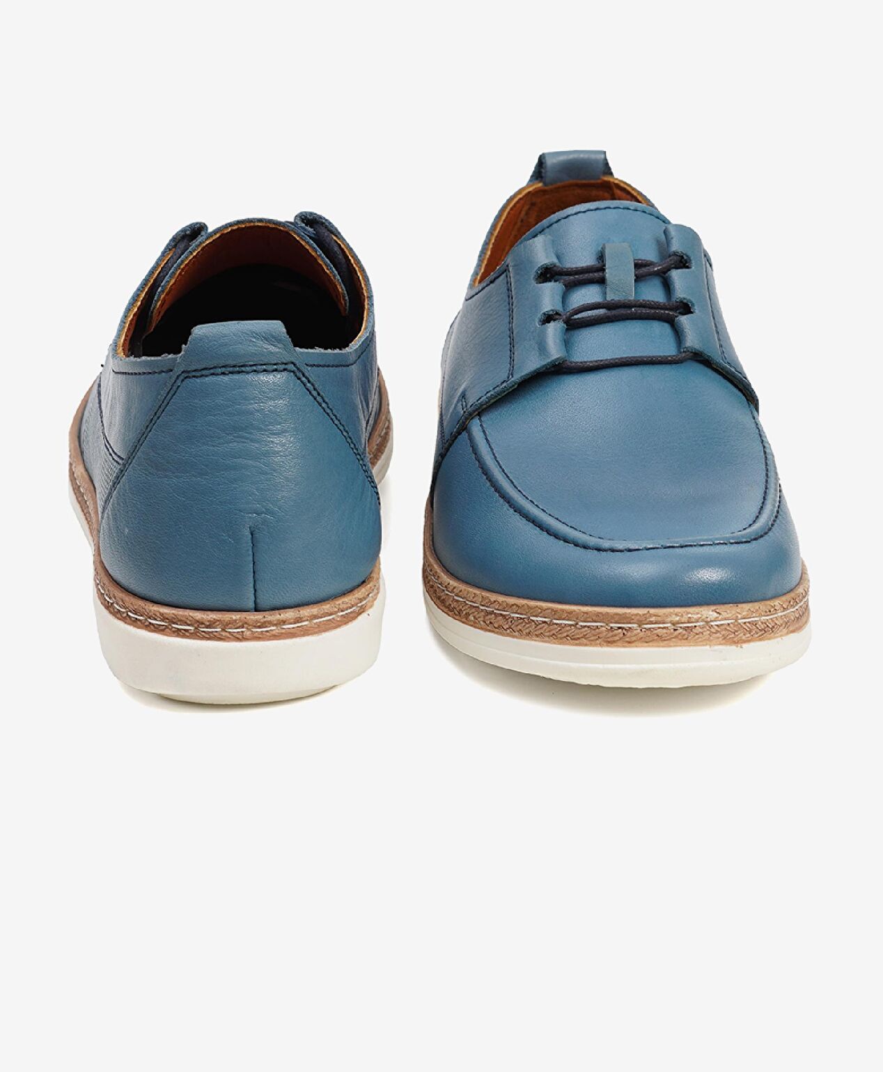 Erkek Mavi Hakiki Deri Casual Ayakkabı - 6