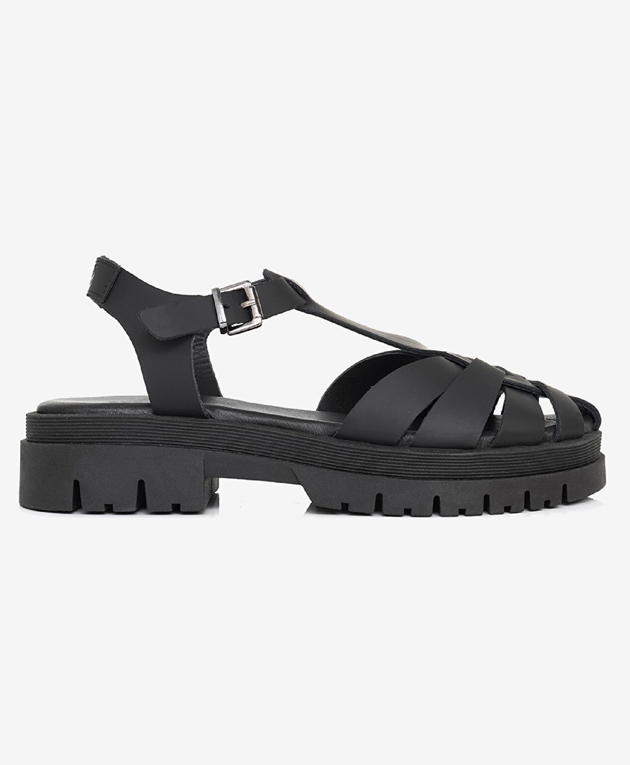 Kadın Siyah Hakiki Deri Sandalet - 1