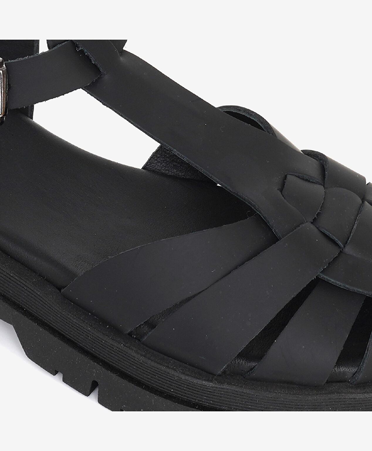 Kadın Siyah Hakiki Deri Sandalet - 4