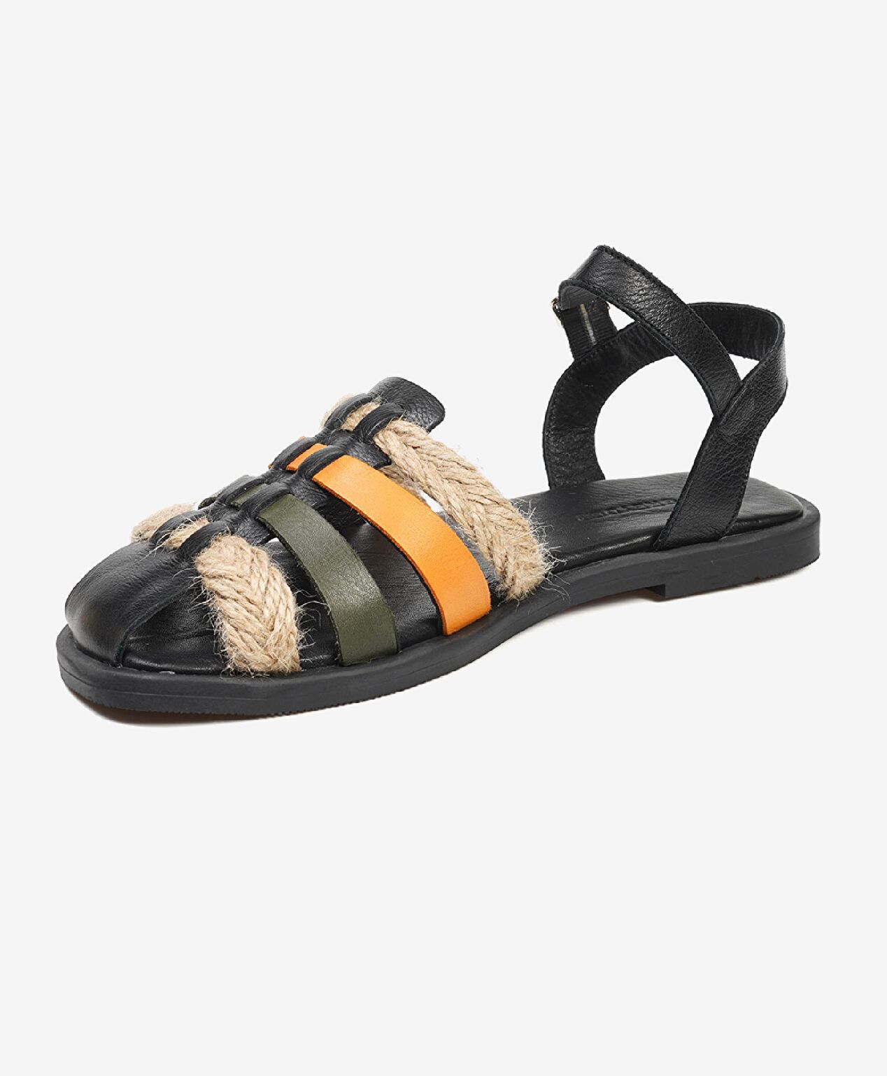 Kadın Siyah Hakiki Deri Sandalet - 2