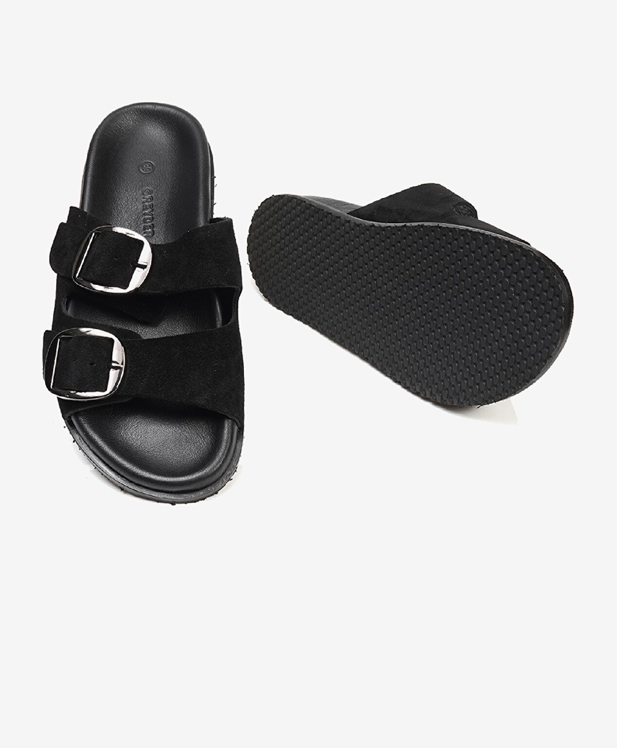 Kadın Siyah Hakiki Deri Terlik - 5