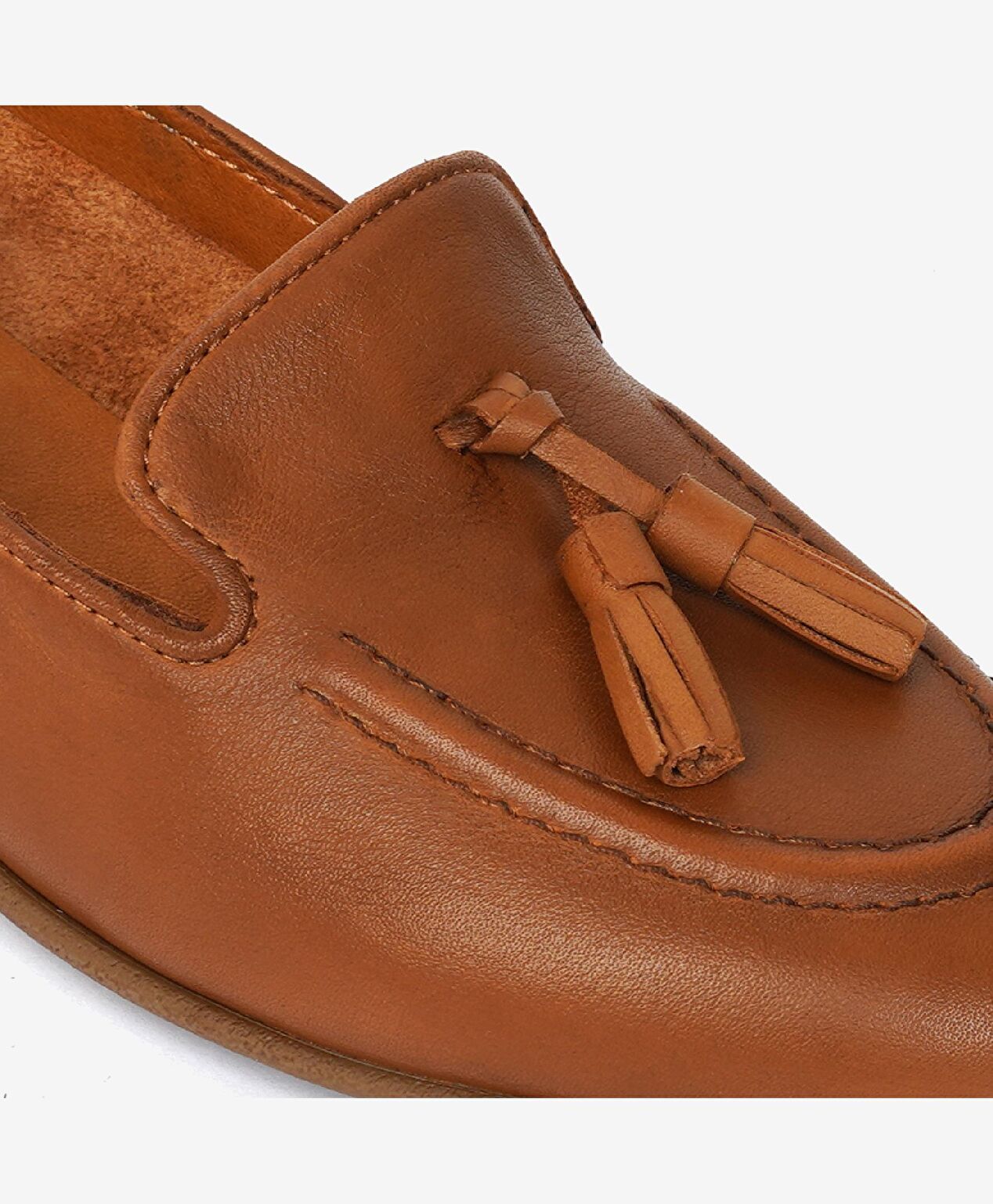 Kadın Taba Hakiki Deri Loafer Ayakkabı - 4