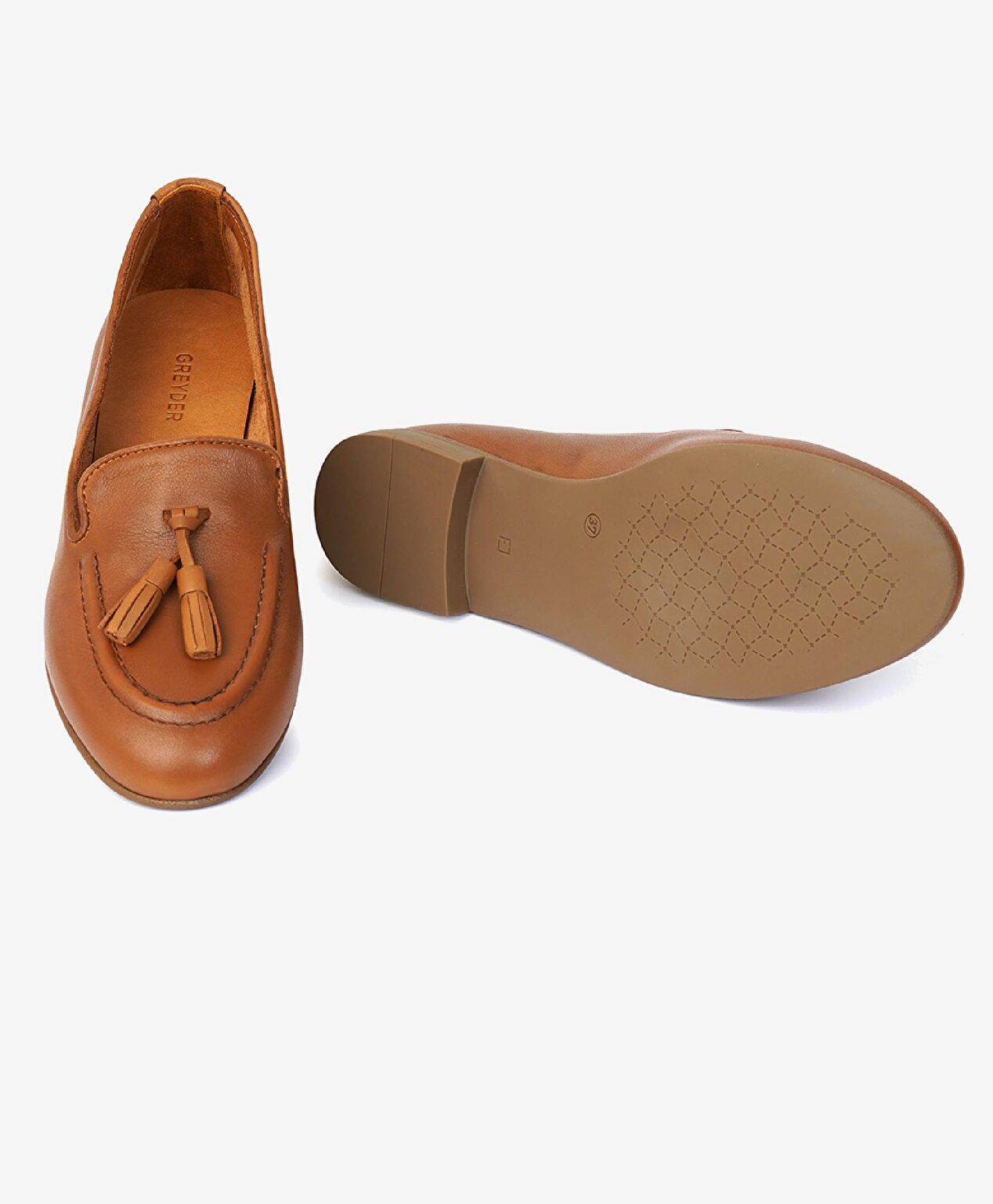 Kadın Taba Hakiki Deri Loafer Ayakkabı - 5