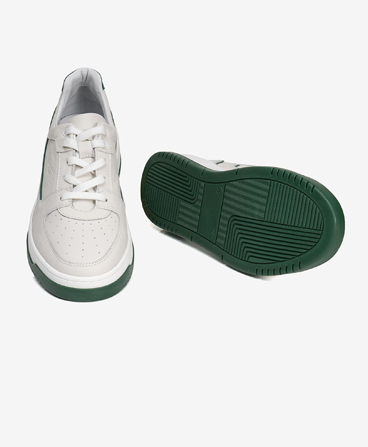 Kadın Beyaz Yeşil Hakiki Deri Sneaker Ayakkabı - 5