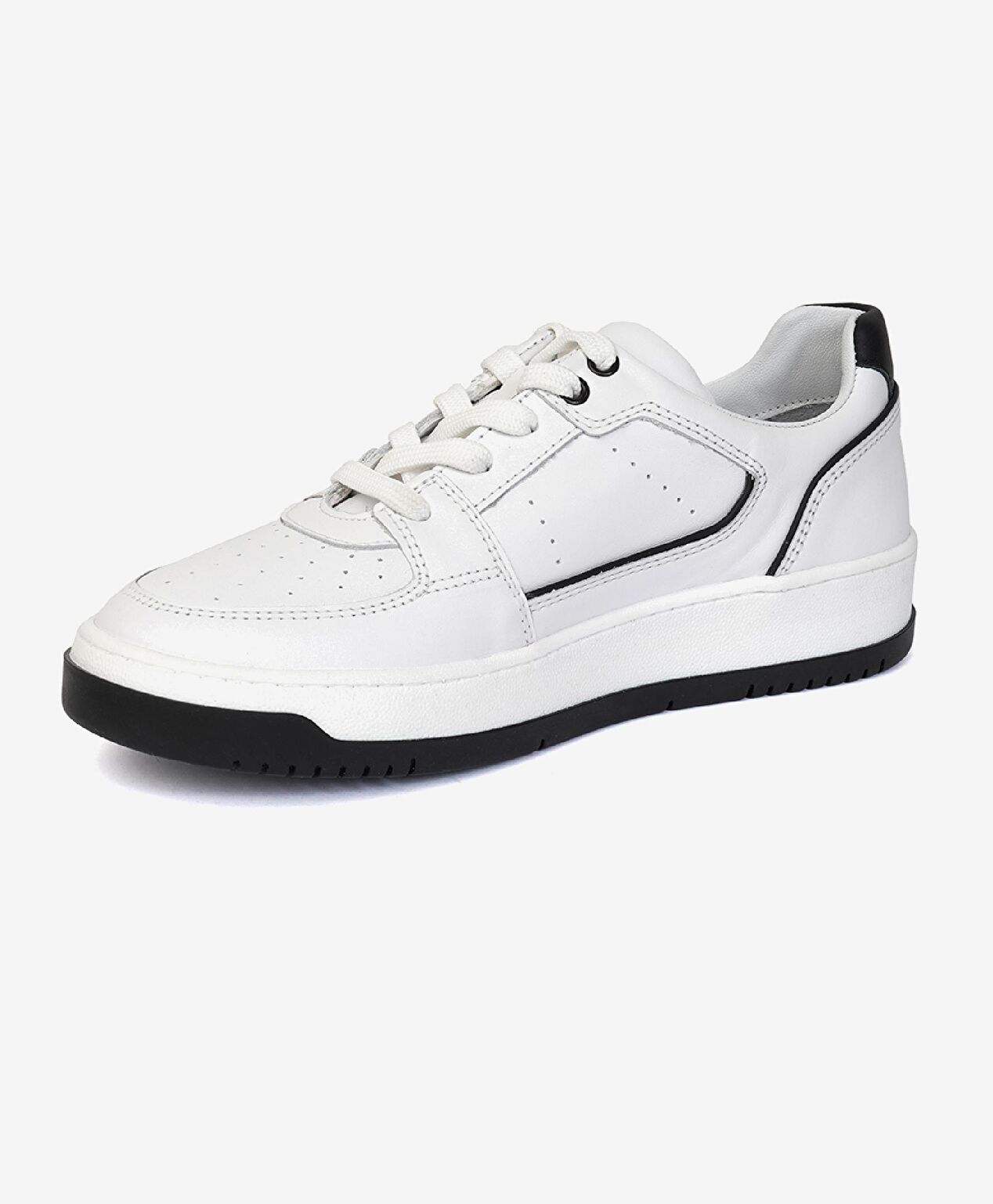 Kadın Beyaz Siyah Hakiki Deri Sneaker Ayakkabı - 2
