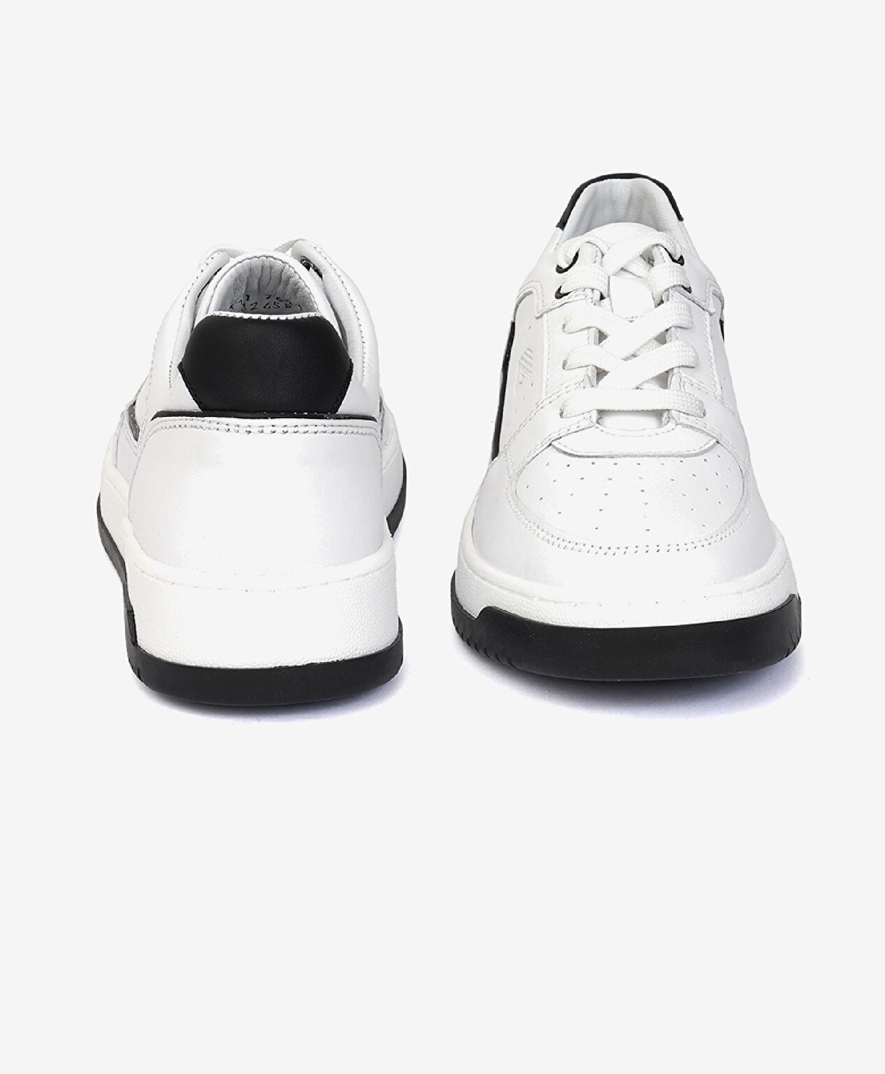 Kadın Beyaz Siyah Hakiki Deri Sneaker Ayakkabı - 6