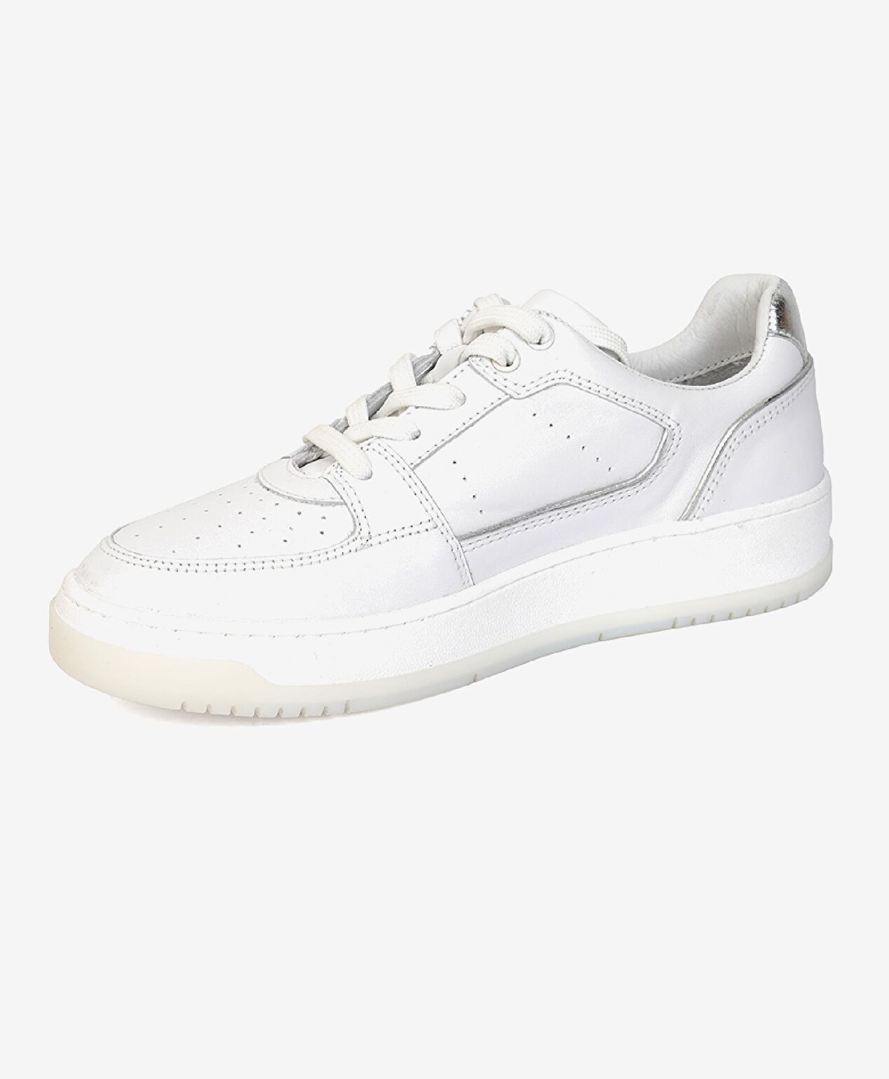 Kadın Beyaz Gümüş Hakiki Deri Sneaker Ayakkabı - 2
