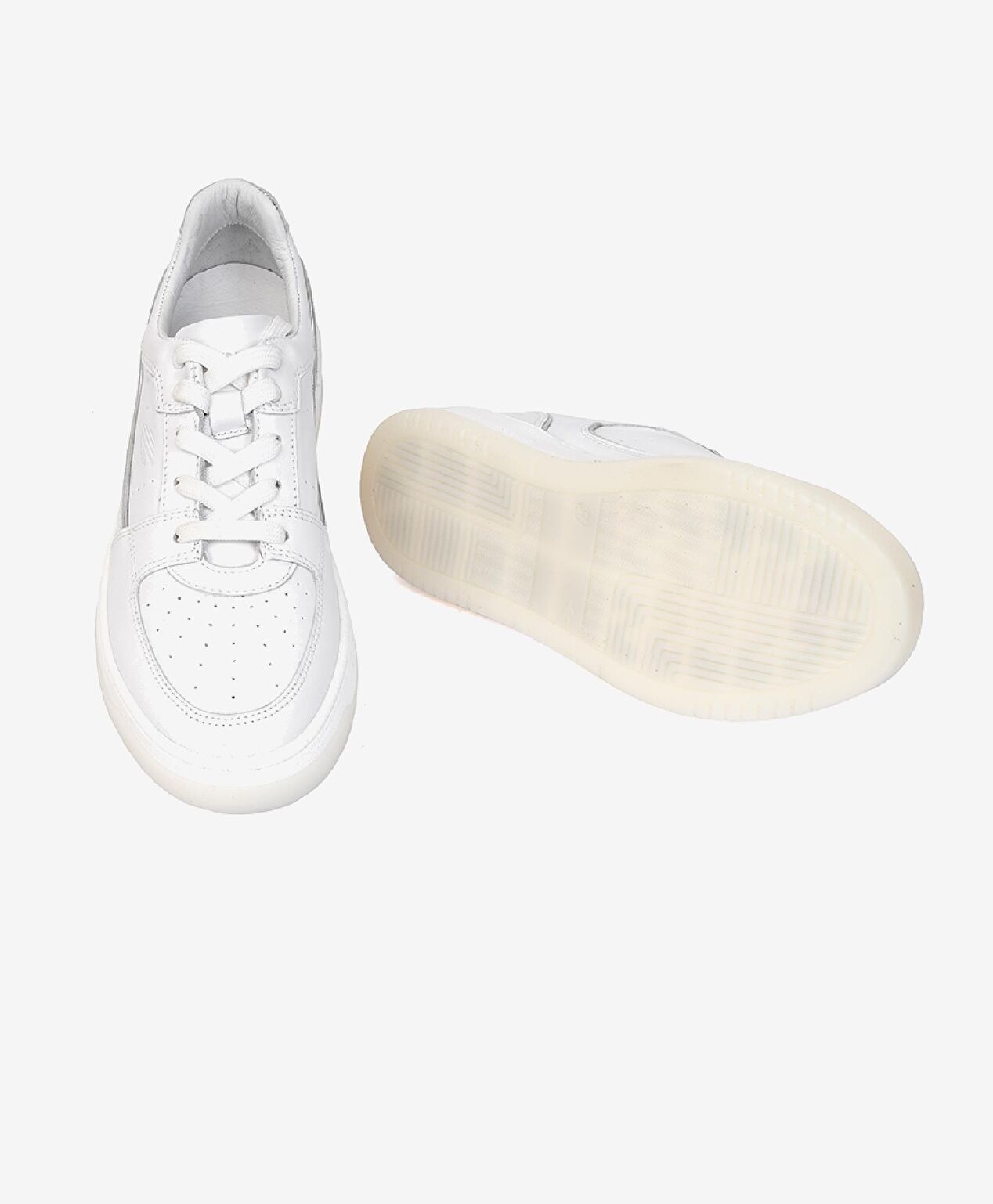 Kadın Beyaz Gümüş Hakiki Deri Sneaker Ayakkabı - 5