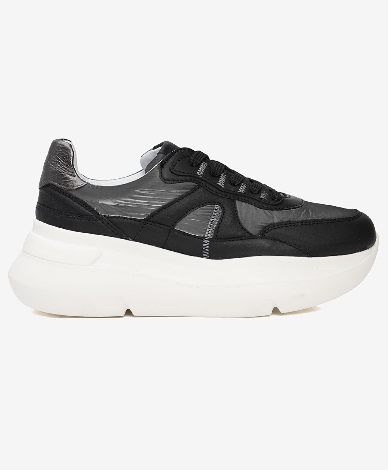 Kadın Siyah Hakiki Deri Sneaker Ayakkabı - 1
