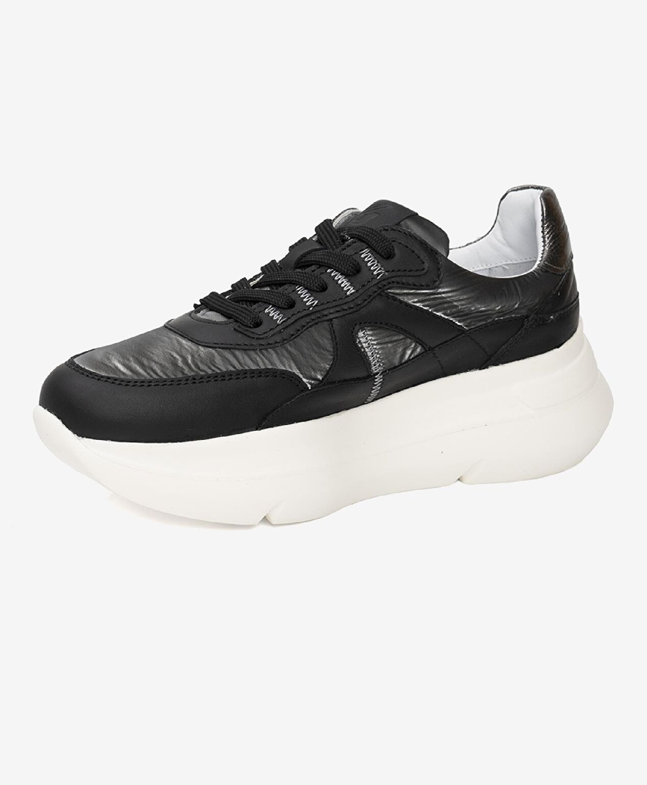 Kadın Siyah Hakiki Deri Sneaker Ayakkabı - 2