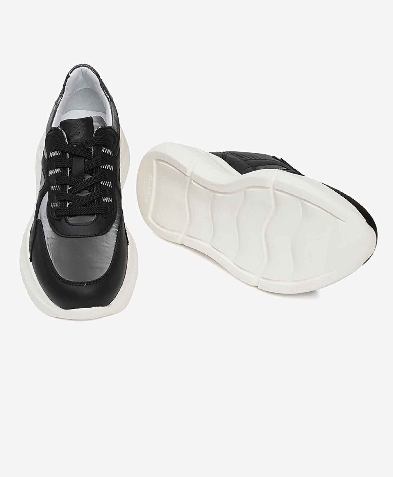 Kadın Siyah Hakiki Deri Sneaker Ayakkabı - 5