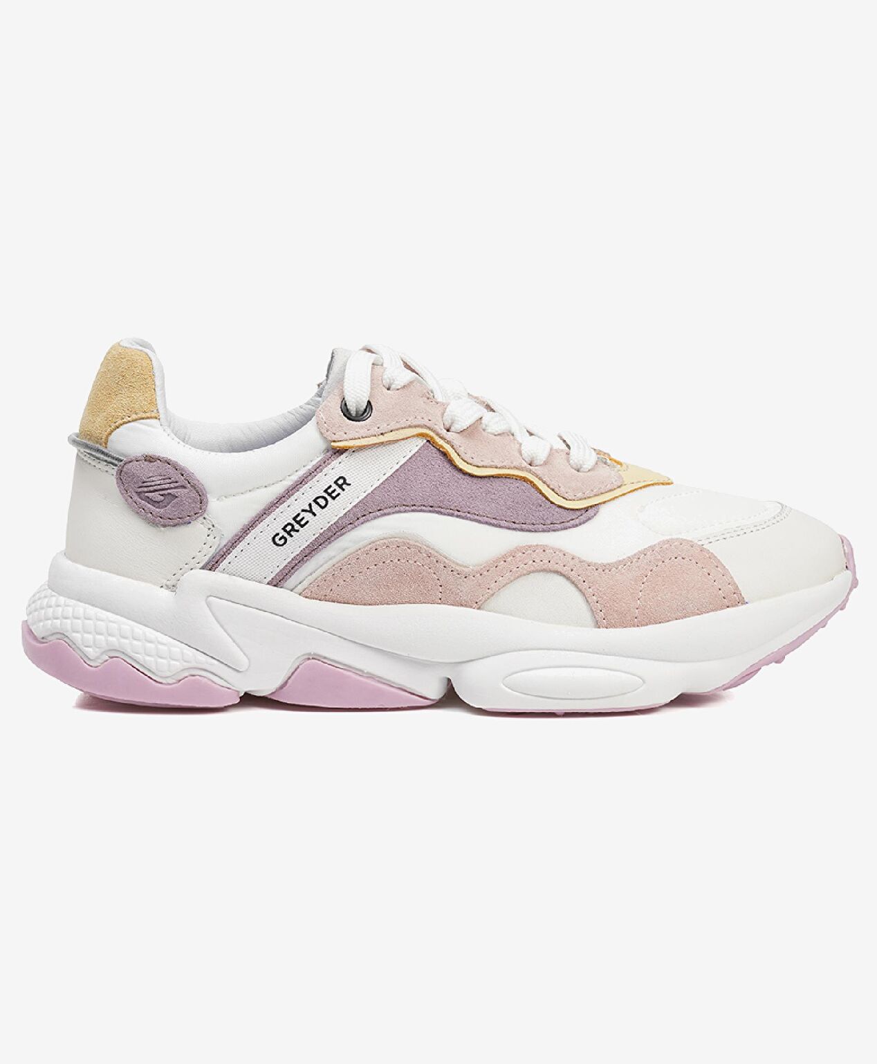 Kadın Beyaz Lila Hakiki Deri Spor Ayakkabı - 1