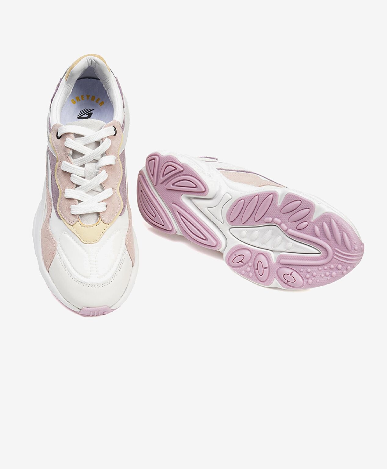 Kadın Beyaz Lila Hakiki Deri Spor Ayakkabı - 5