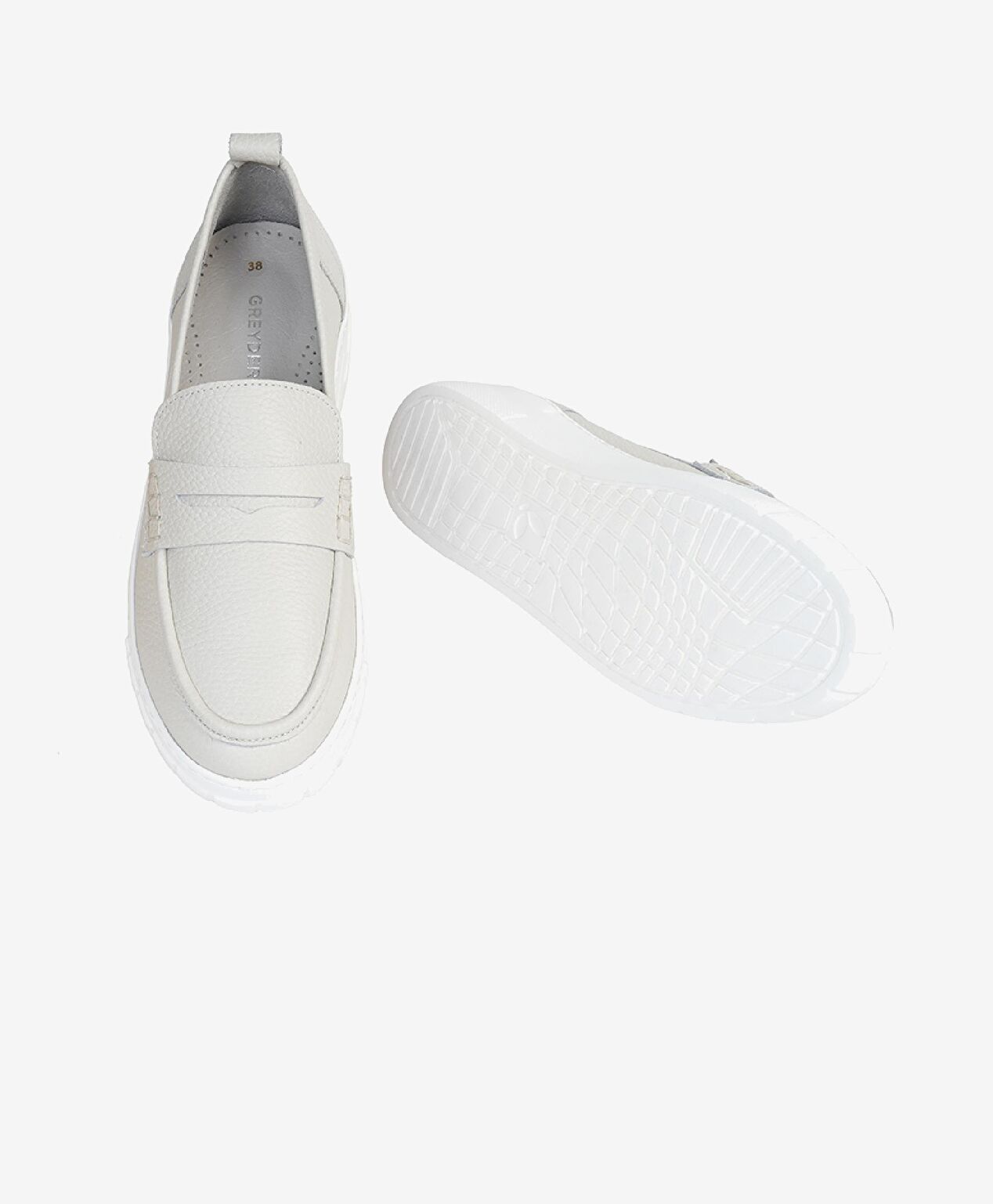 Kadın Beyaz Hakiki Deri Loafer Ayakkabı - 5
