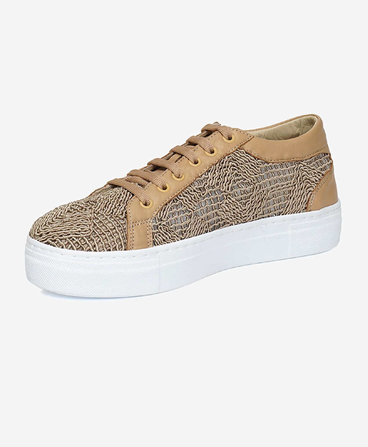 Kadın Taba Hakiki Deri Sneaker Ayakkabı - 2