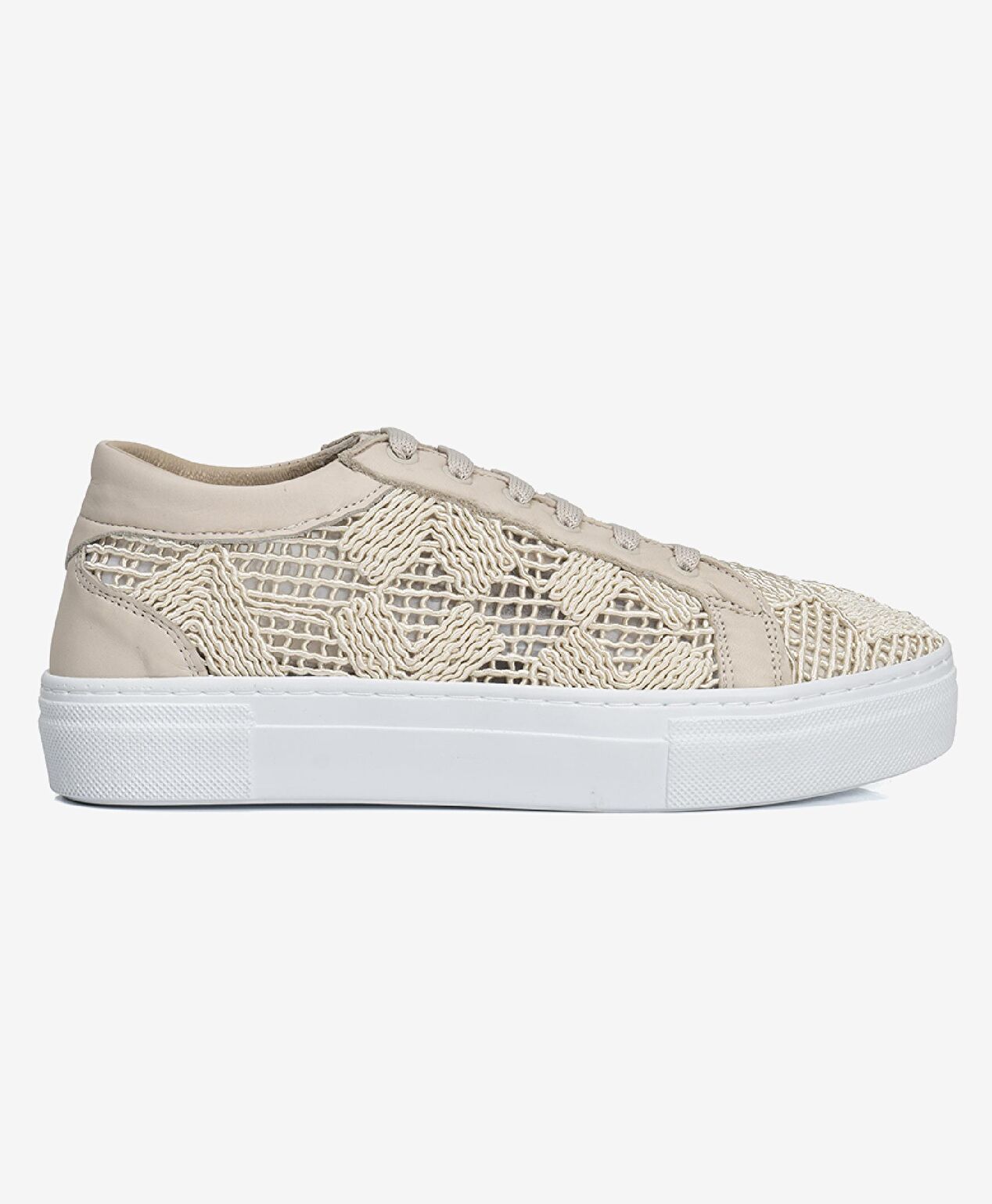 Kadın Bej Hakiki Deri Sneaker Ayakkabı - 1