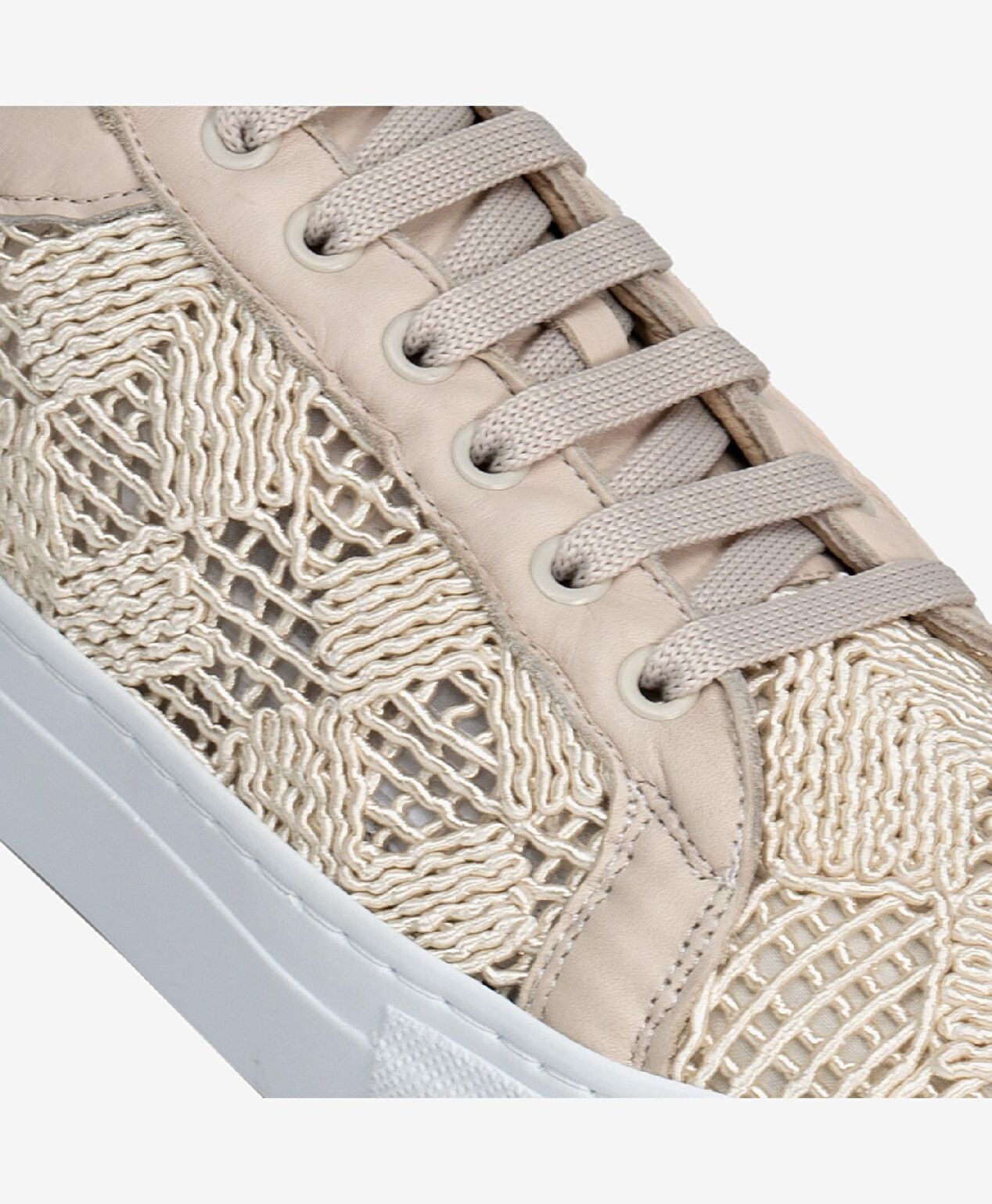 Kadın Bej Hakiki Deri Sneaker Ayakkabı - 5