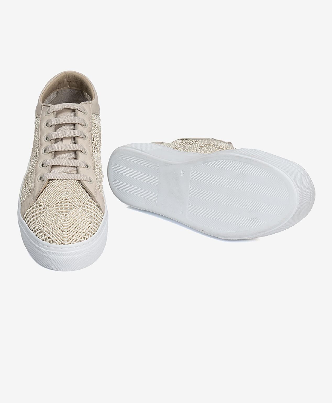 Kadın Bej Hakiki Deri Sneaker Ayakkabı - 6