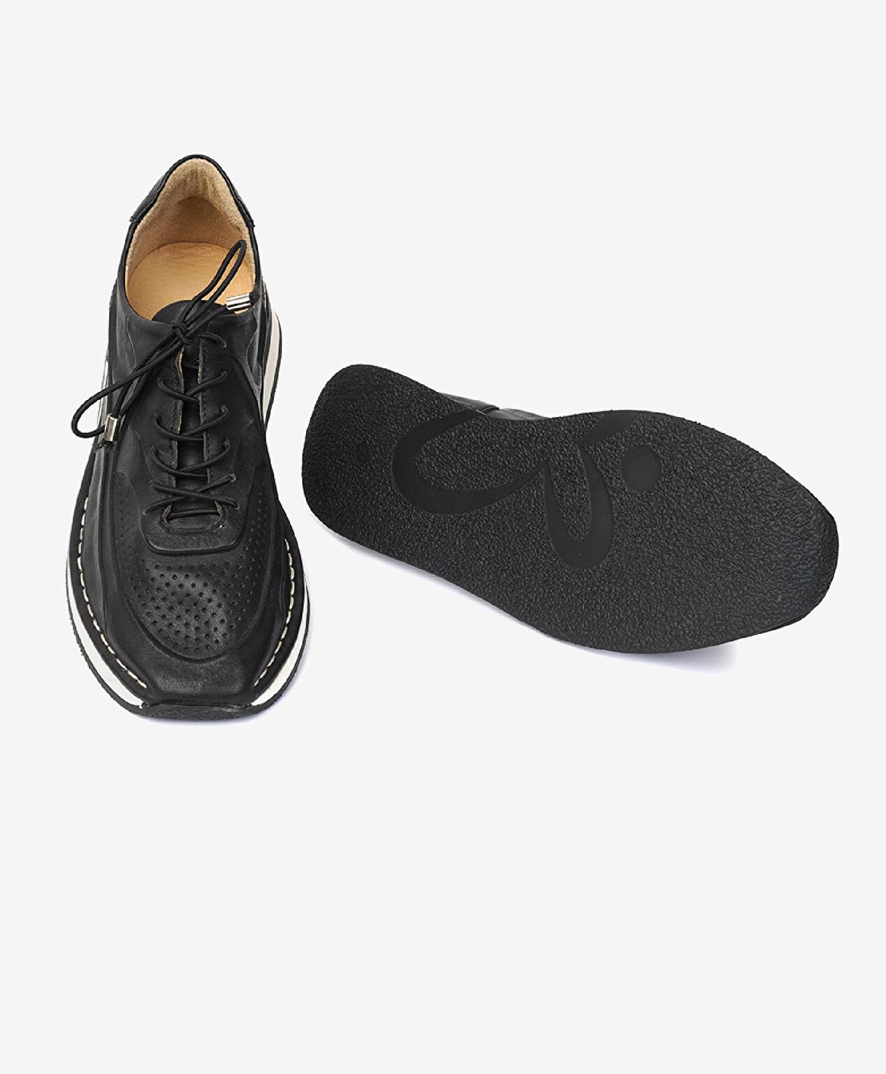 Kadın Siyah Hakiki Deri Casual Ayakkabı - 5