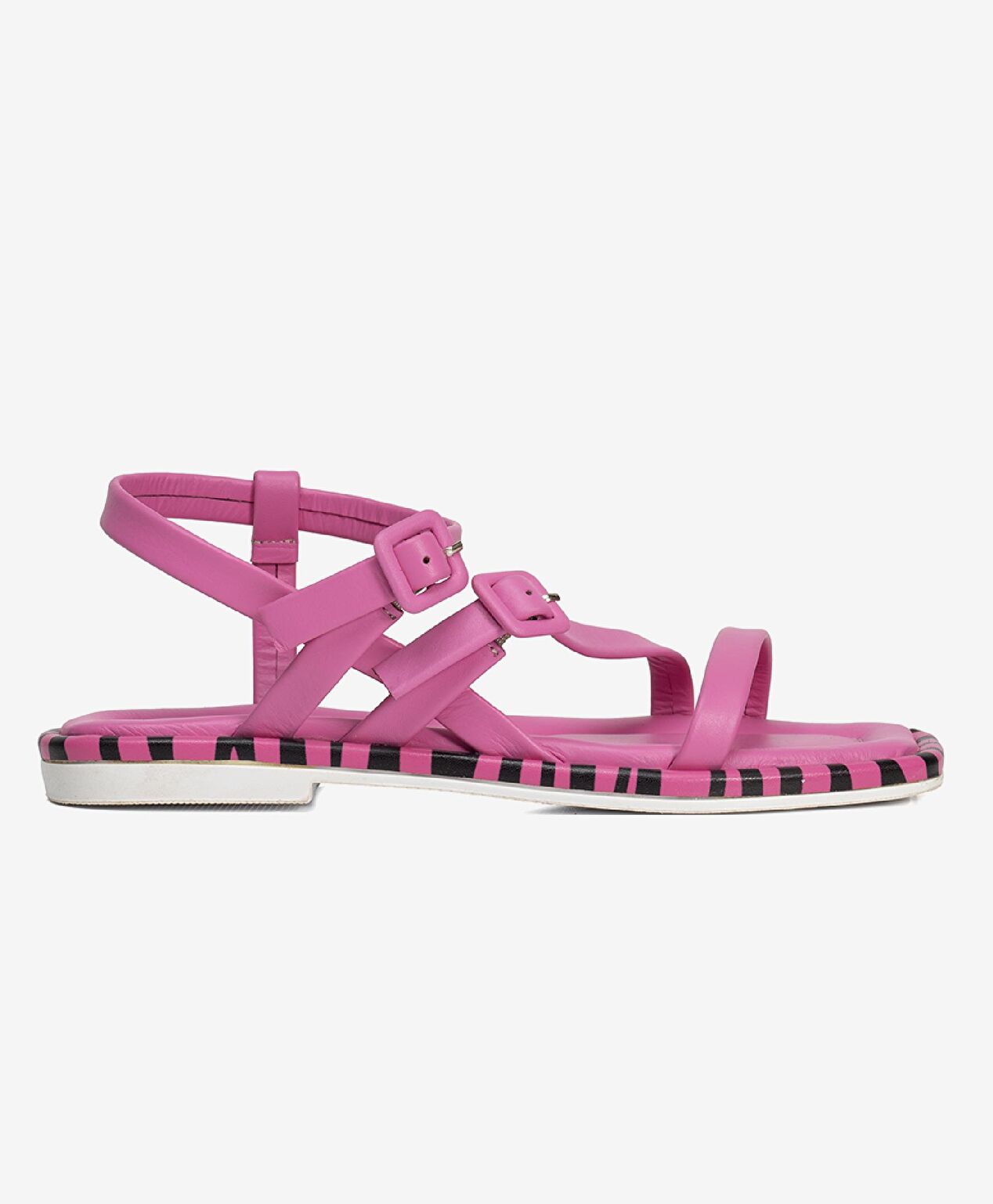 Kadın Pembe Hakiki Deri Sandalet - 1