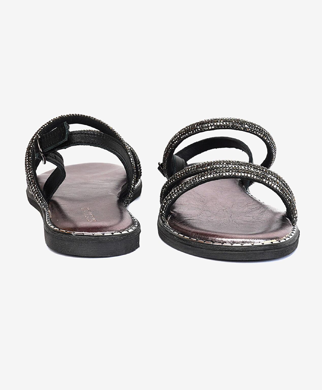 Kadın Siyah Hakiki Deri Sandalet - 6