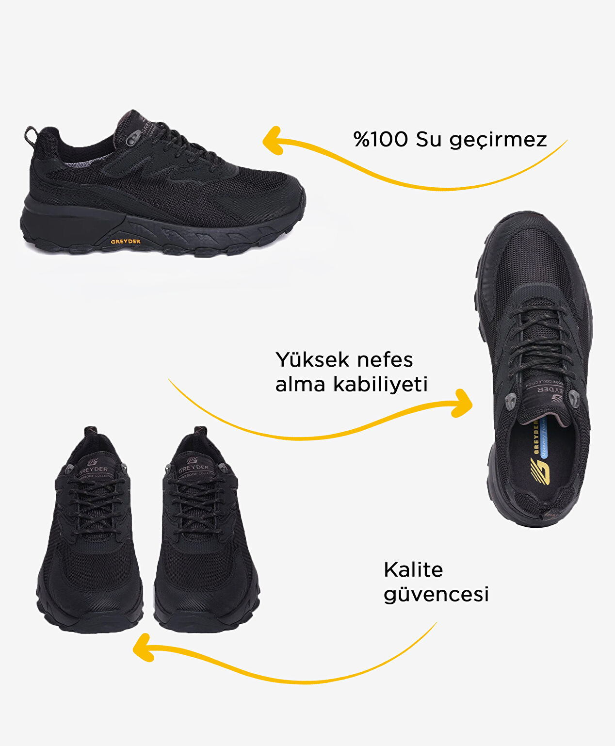 Siyah Su Geçirmez Ayakkabı - 2