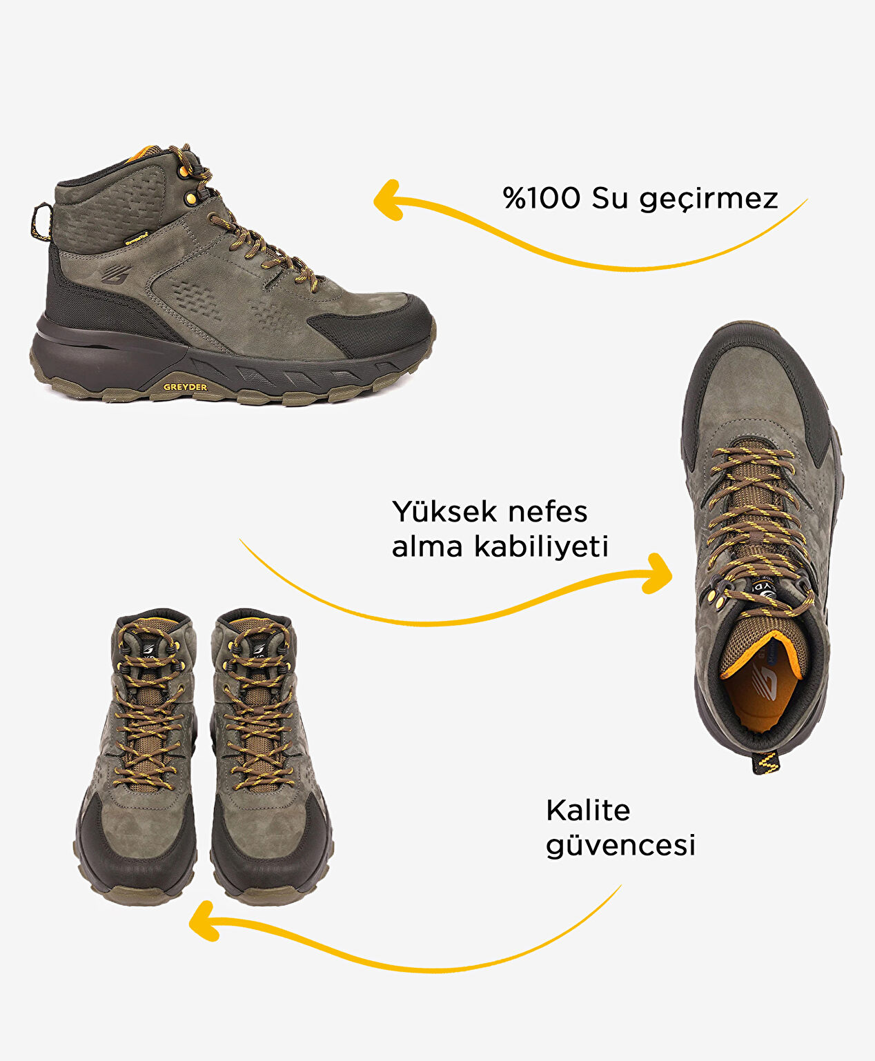 Erkek Haki Siyah Su Geçirmez Outdoor Bot - 2