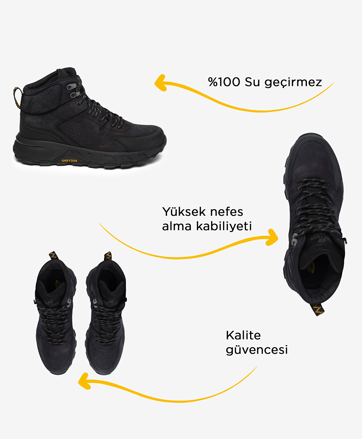 Erkek Siyah Su Geçirmez Outdoor Bot - 2