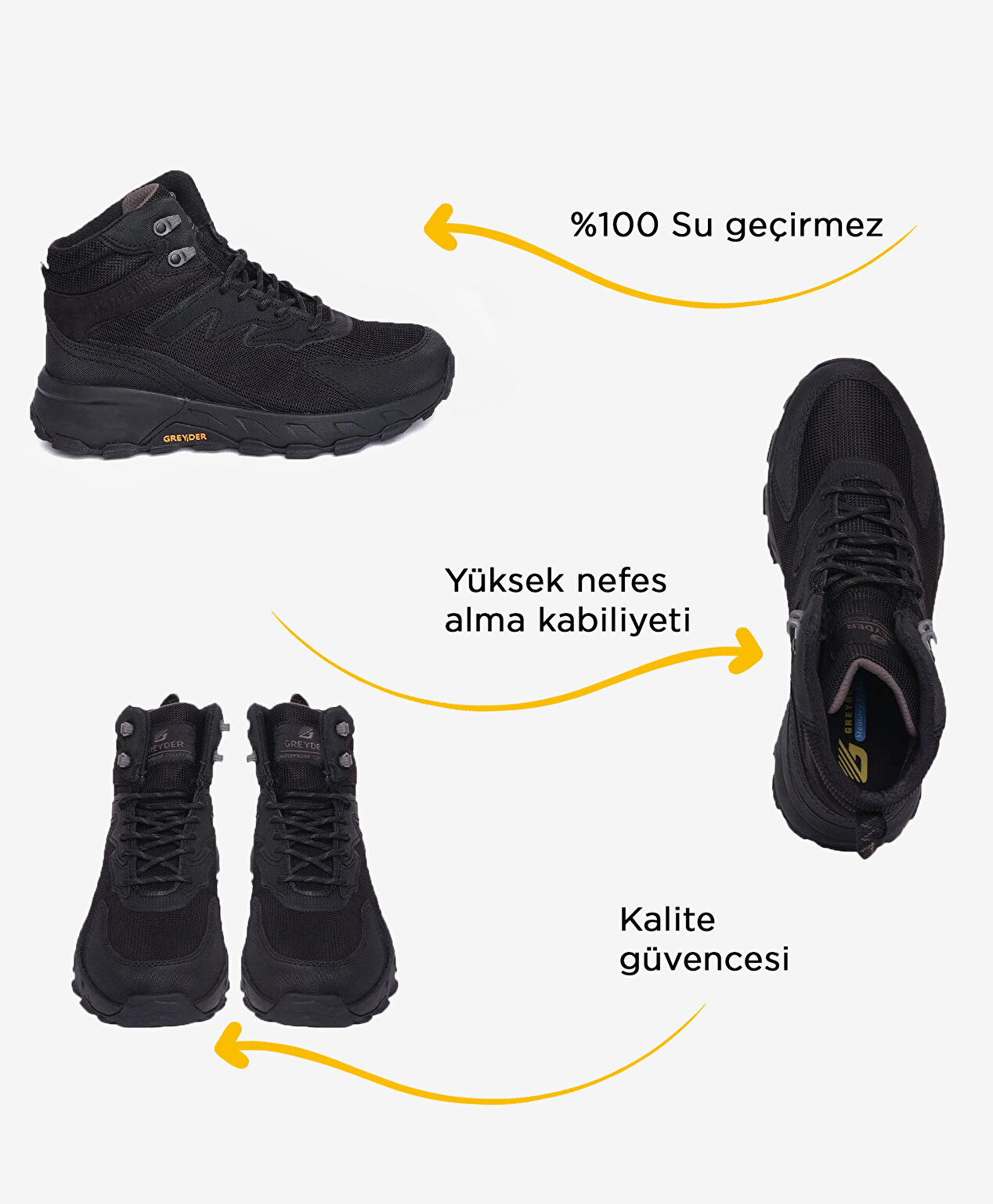 Erkek Siyah Su Geçirmez Outdoor Bot - 2