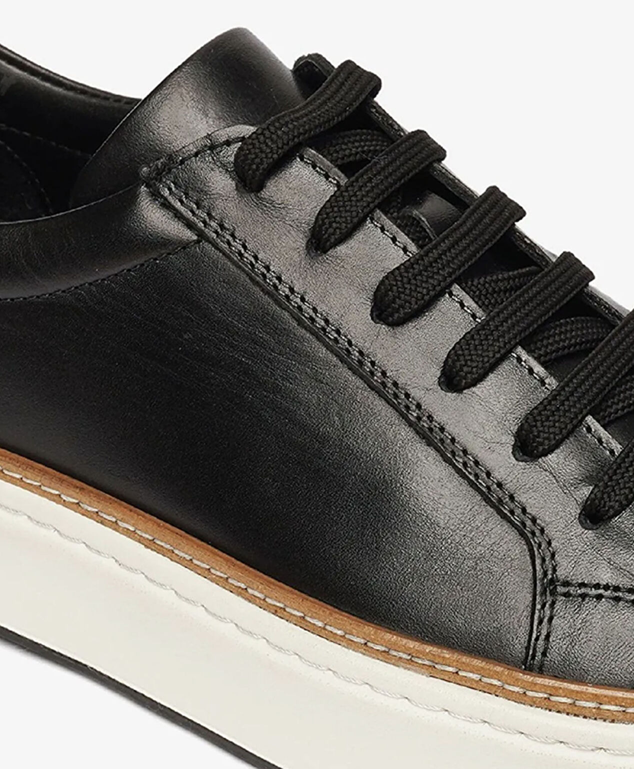 Erkek Siyah Hakiki Deri Sneaker Ayakkabı - 4