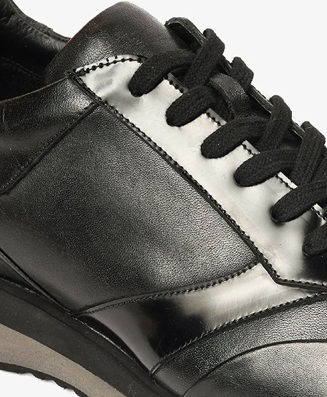 Erkek Siyah Hakiki Deri Sneaker Ayakkabı - 4