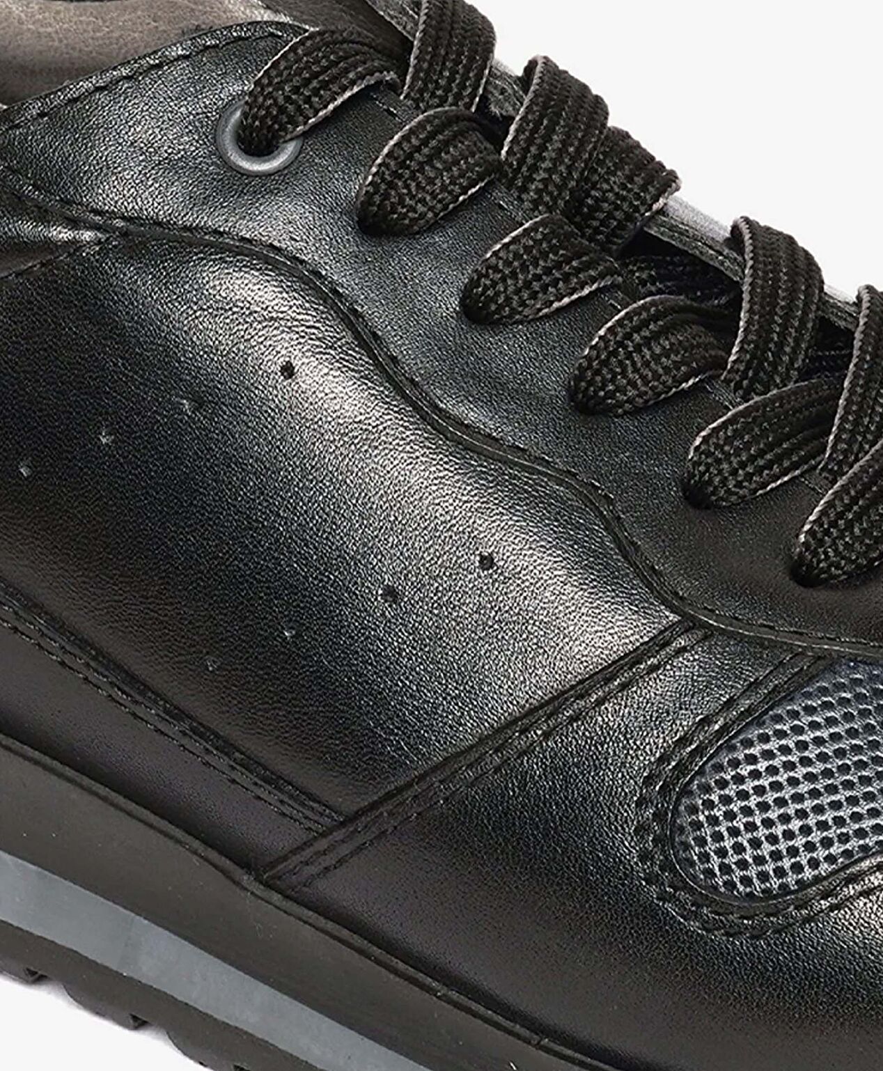 Erkek Siyah Hakiki Deri Sneaker Ayakkabı - 4