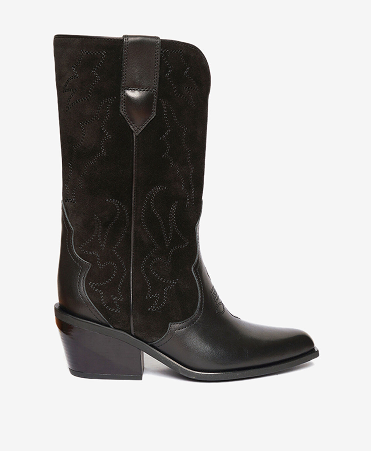 Kadın Siyah Süet Hakiki Deri Topuklu Bot - 2