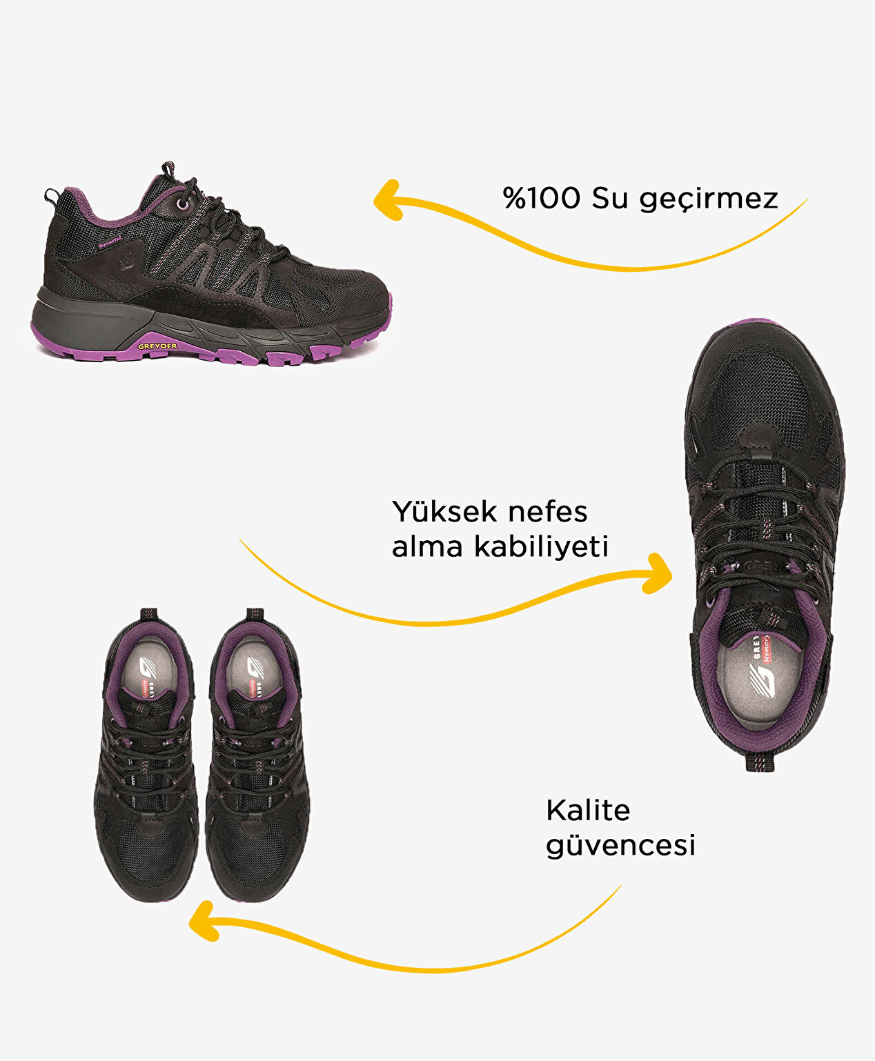 Siyah Mor Su Geçirmez Ayakkabı - 2