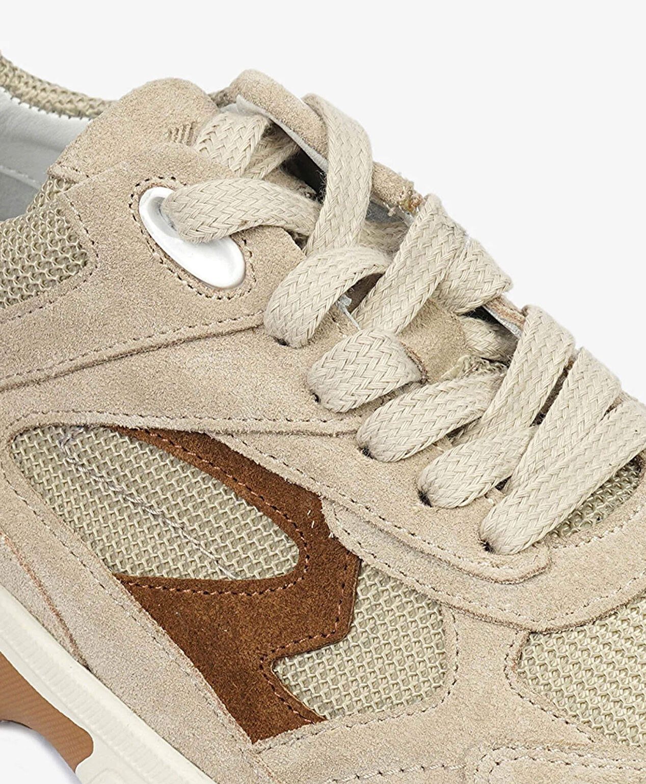 Kadın Bej Süet Hakiki Deri Sneaker Ayakkabı - 5