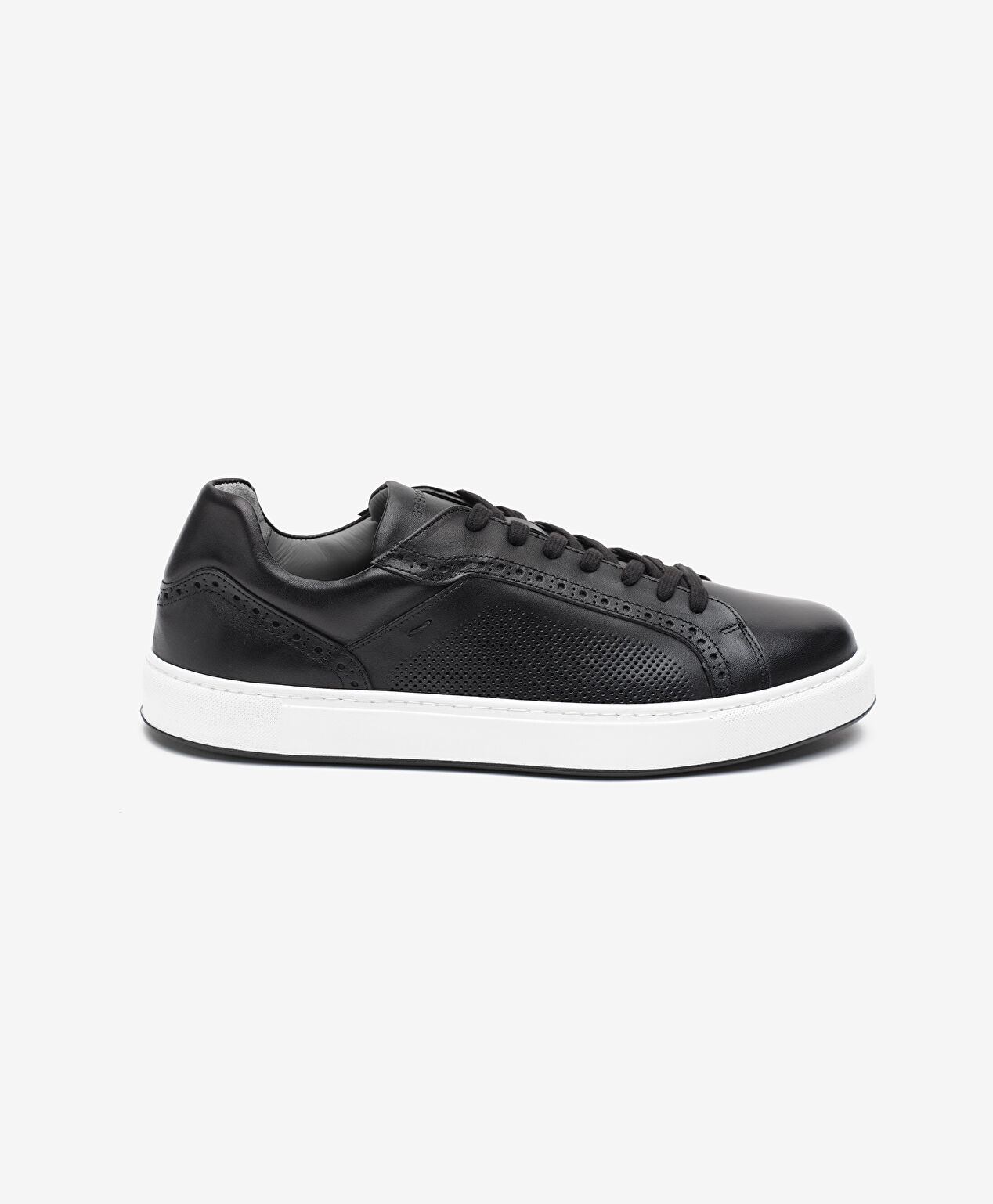 Büyük Beden Erkek Siyah Hakiki Deri Sneaker Ayakkabı - 1