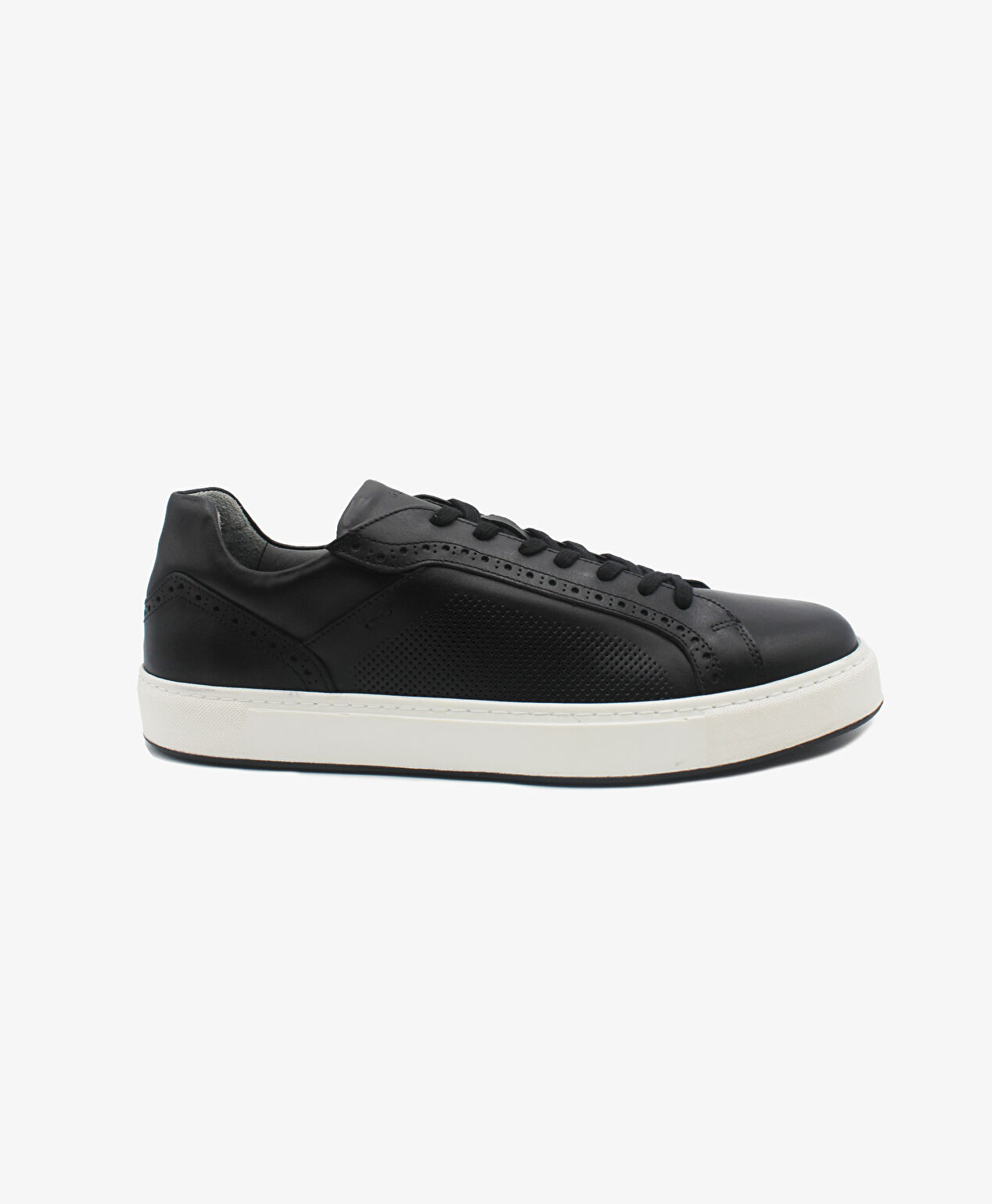 Erkek Siyah Hakiki Deri Sneaker Ayakkabı - 1