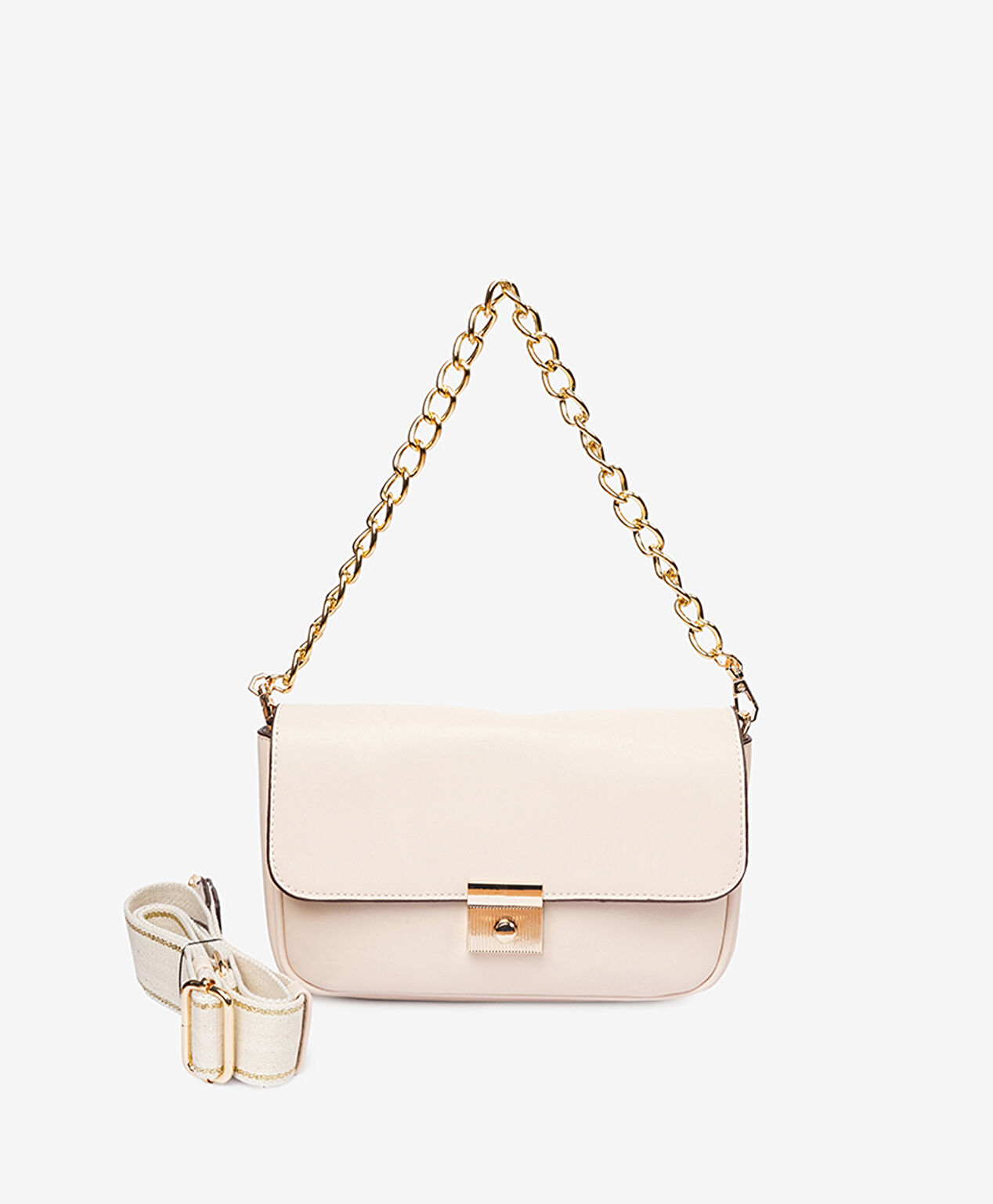 Kadın Ekru Tokalı Omuz Çantası - 1