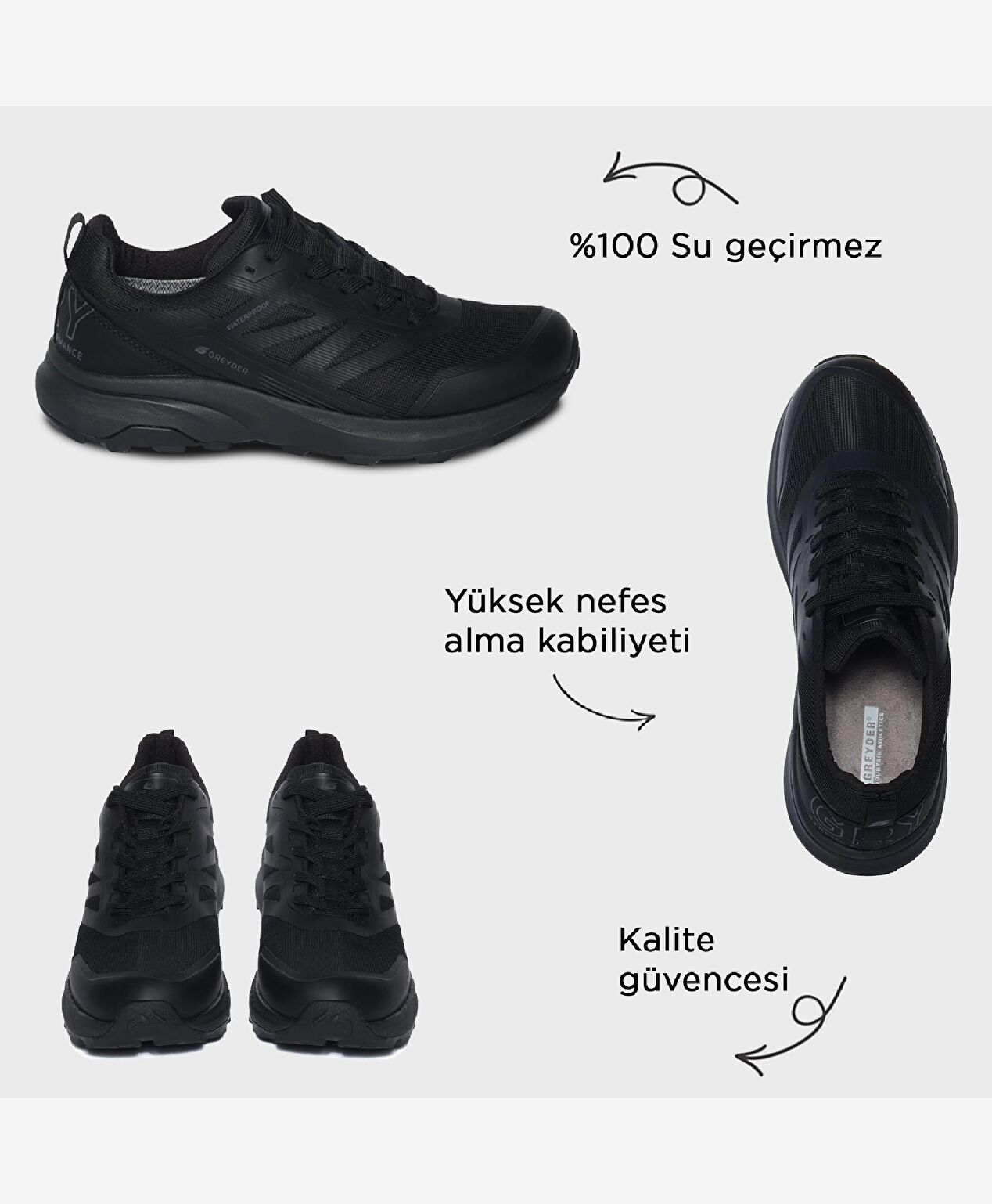 Siyah Su Geçirmez Ayakkabı - 2