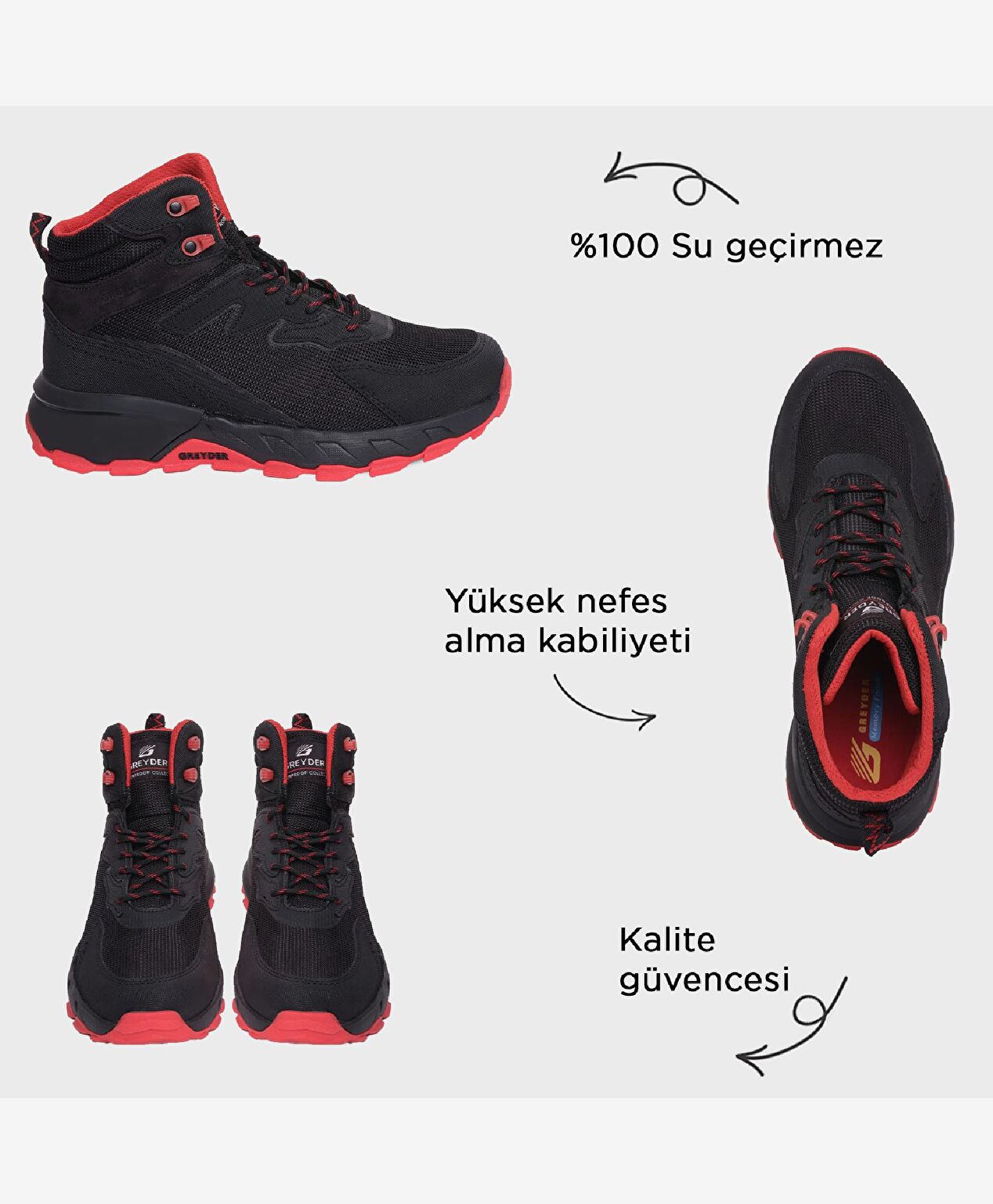 Siyah Kırmızı Su Geçirmez Bot - 2